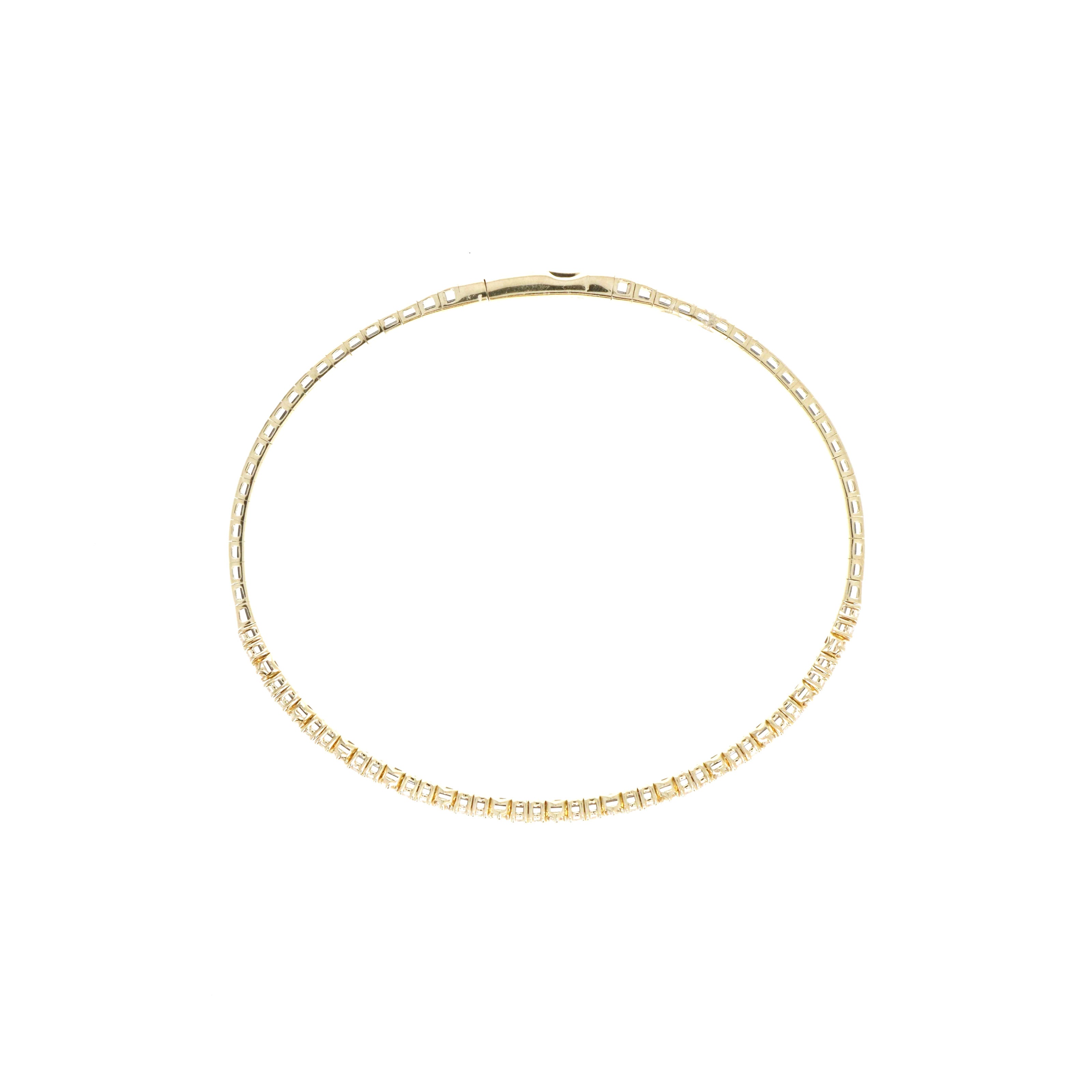 14K Yellow Gold 0.62 Carat Round Brilliant Diamond Bangle