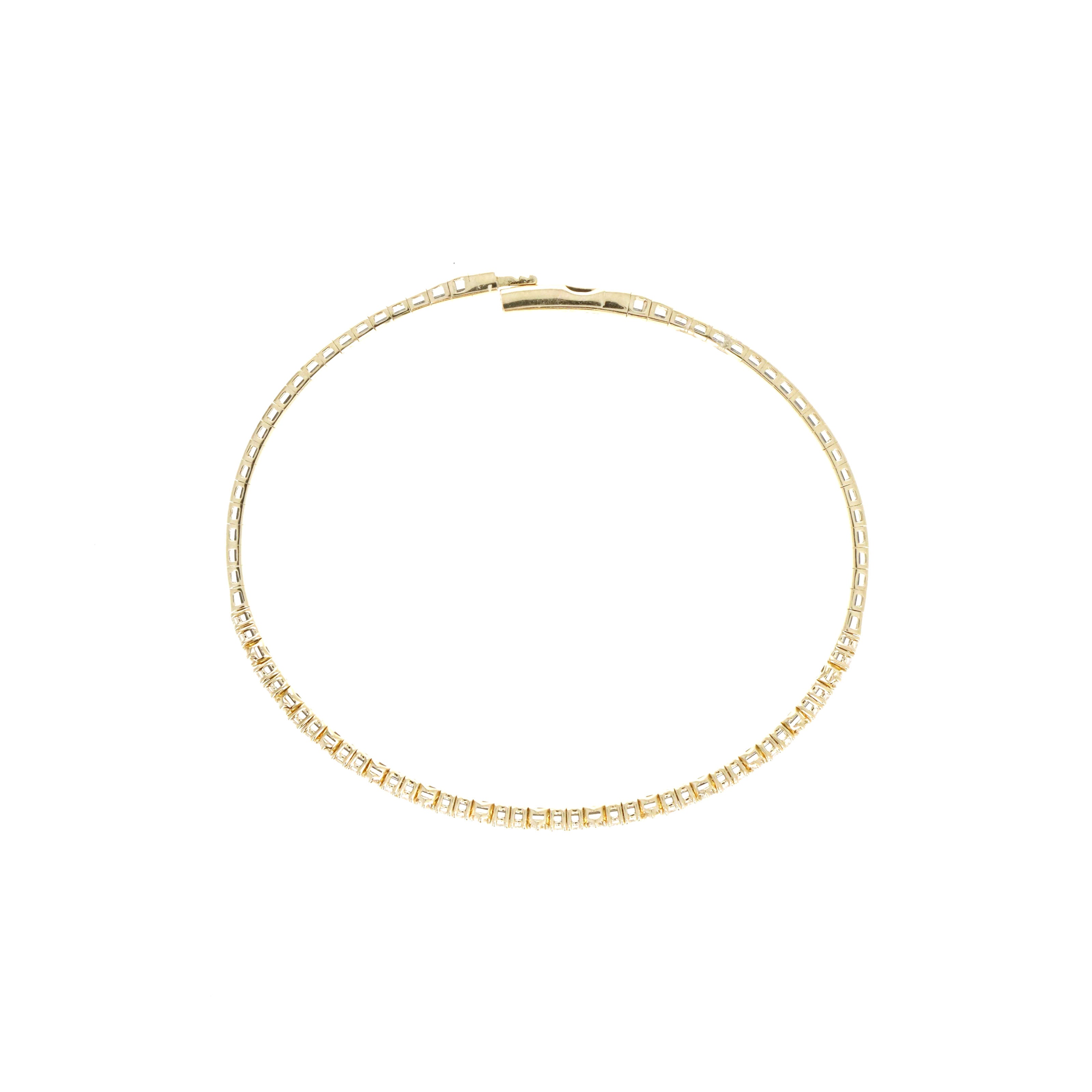 14K Yellow Gold 0.62 Carat Round Brilliant Diamond Bangle