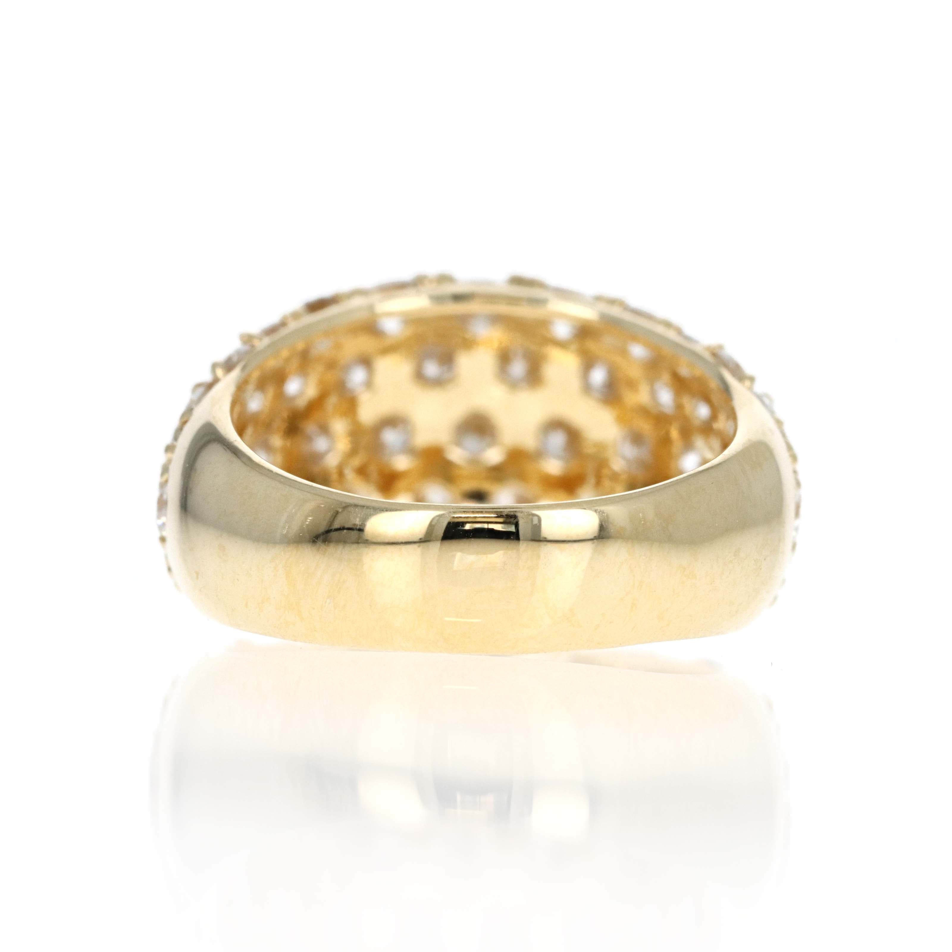18K Yellow Gold 6.29 Carat Round Diamond Pave Dome Band - Queen May