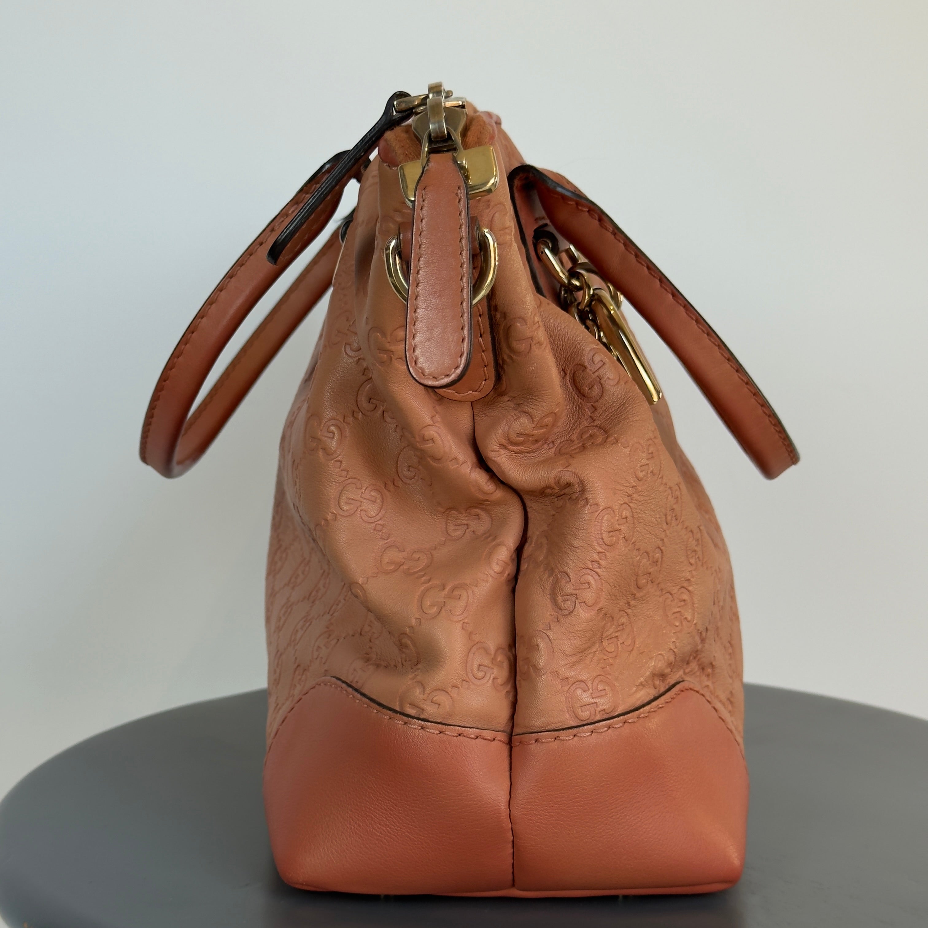 Gucci Leather Heart Bit GG Peach Tote - Queen May