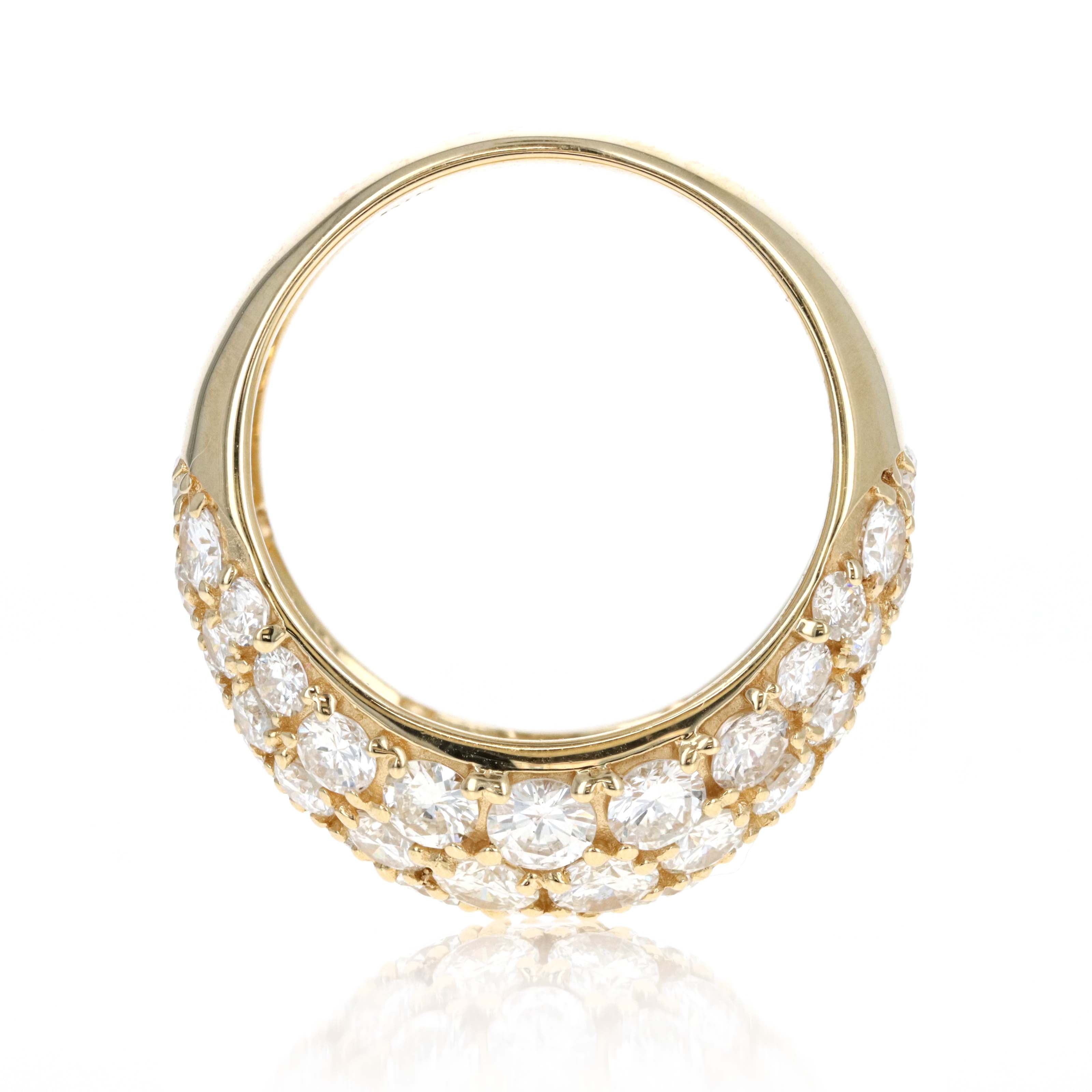 18K Yellow Gold 6.29 Carat Round Diamond Pave Dome Band - Queen May