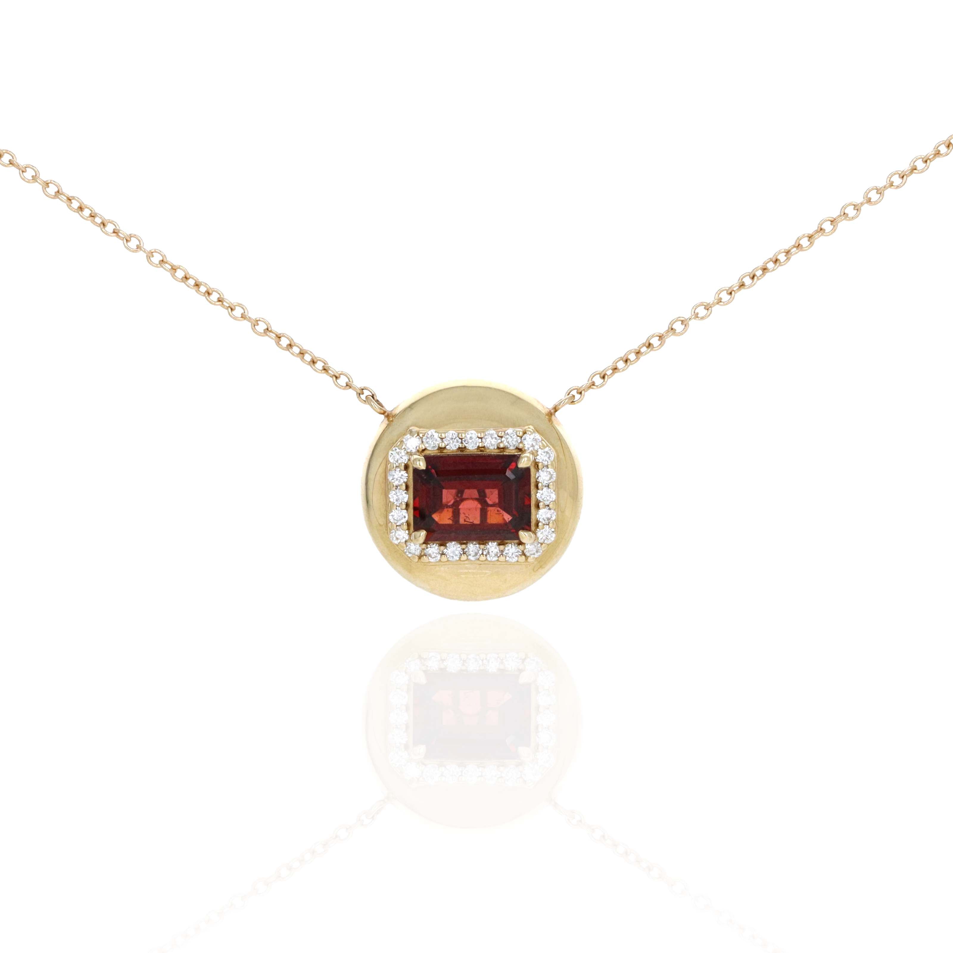 Stephanie Gottlieb 14K Yellow Gold Garnet & Diamond "Mini Candy Button" Pendant Necklace - Queen May