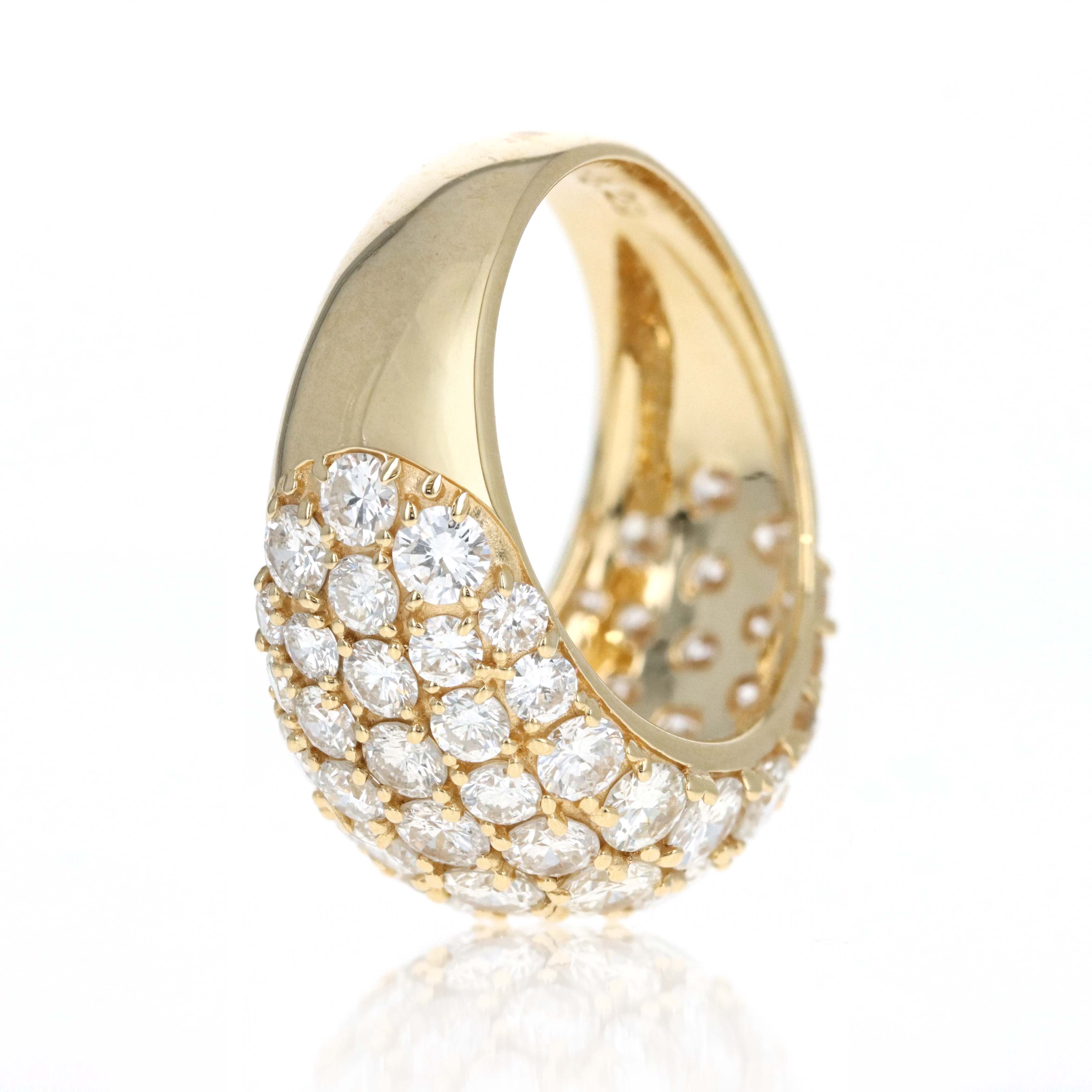 18K Yellow Gold 6.29 Carat Round Diamond Pave Dome Band - Queen May