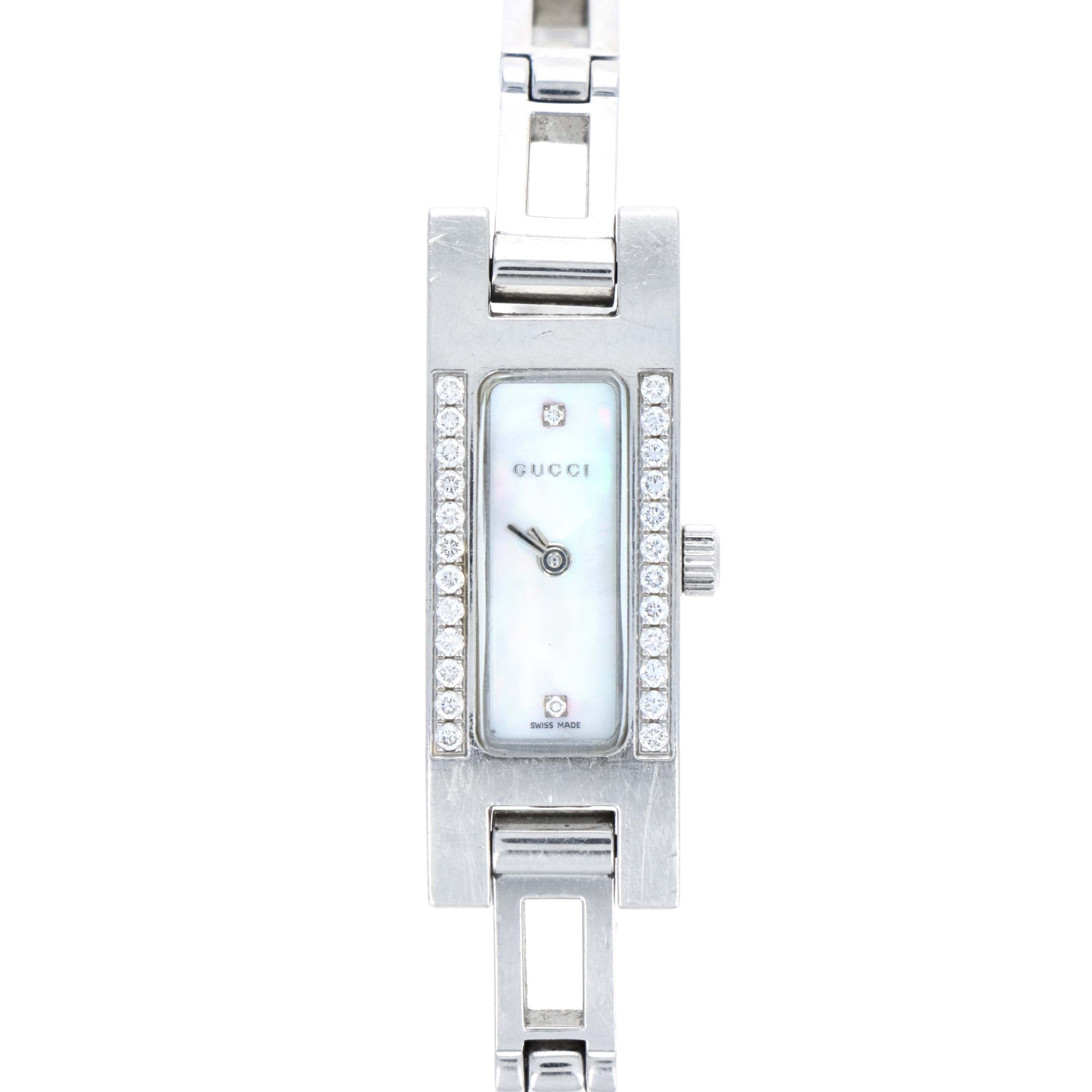 Gucci 9000L Diamond Set Bezel Mother of Pearl Dial Ladies Watch - Queen May