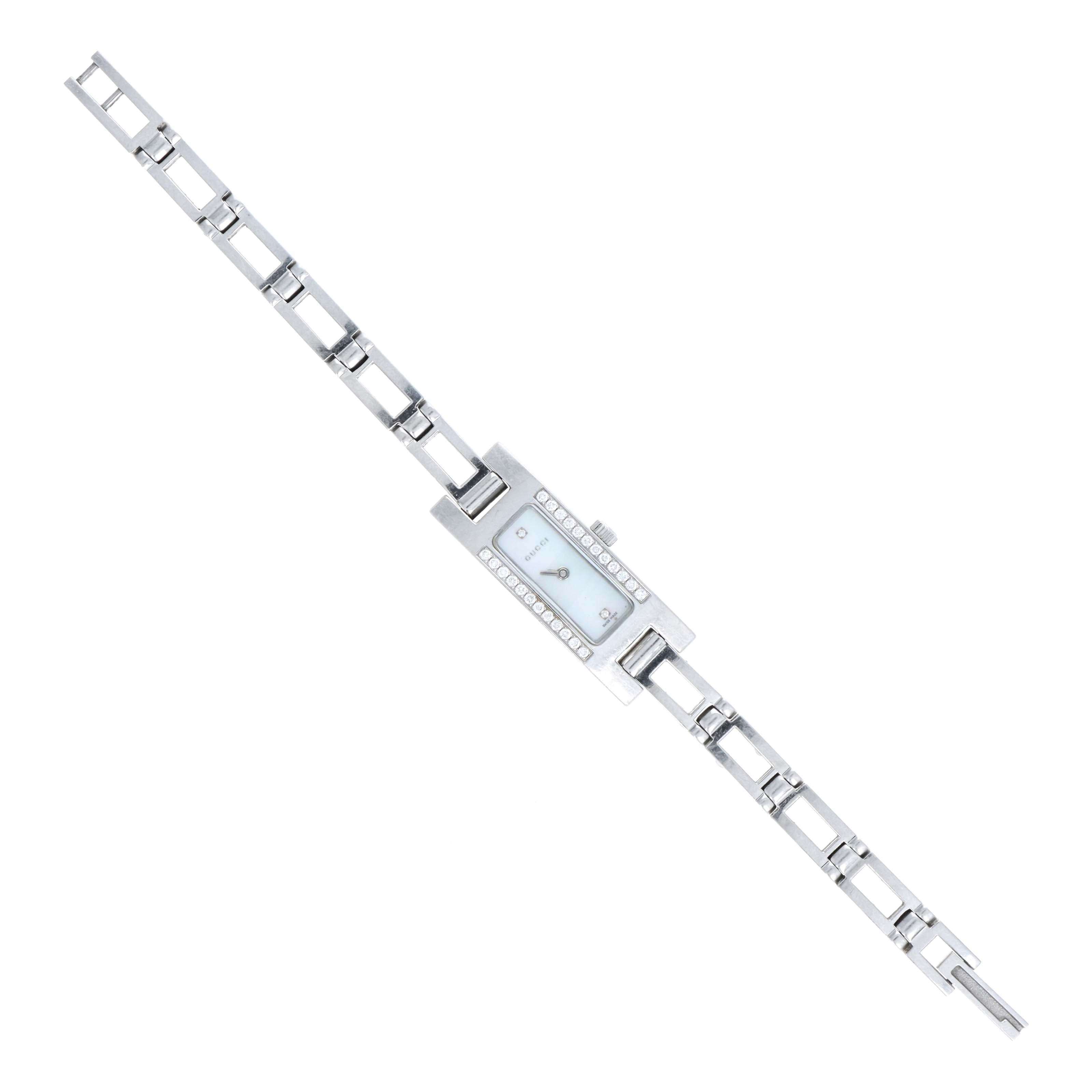 Gucci 9000L Diamond Set Bezel Mother of Pearl Dial Ladies Watch - Queen May