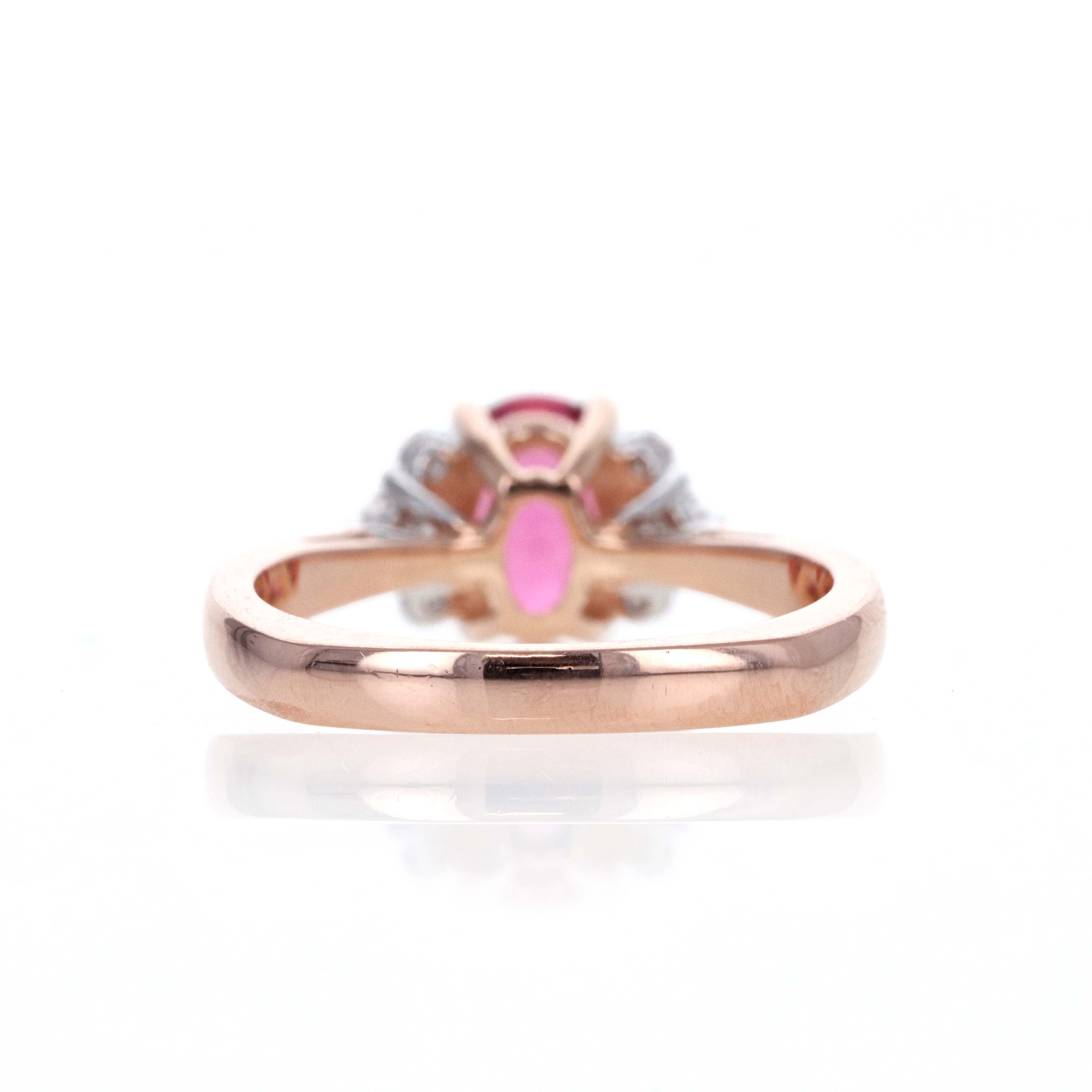 14K Rose Gold 1.25 Carat Pink Tourmaline Diamond Accented Ring - Queen May