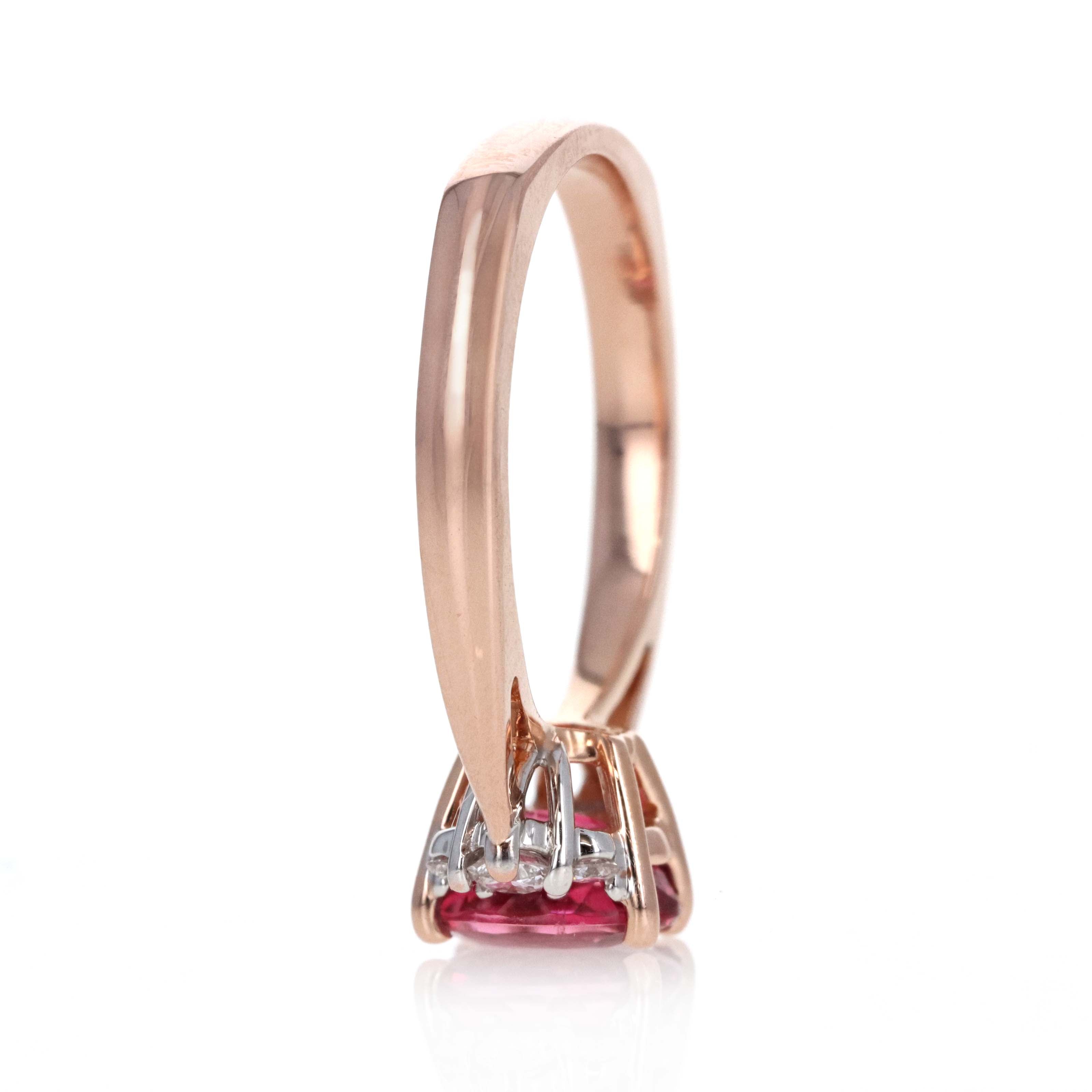 14K Rose Gold 1.25 Carat Pink Tourmaline Diamond Accented Ring - Queen May
