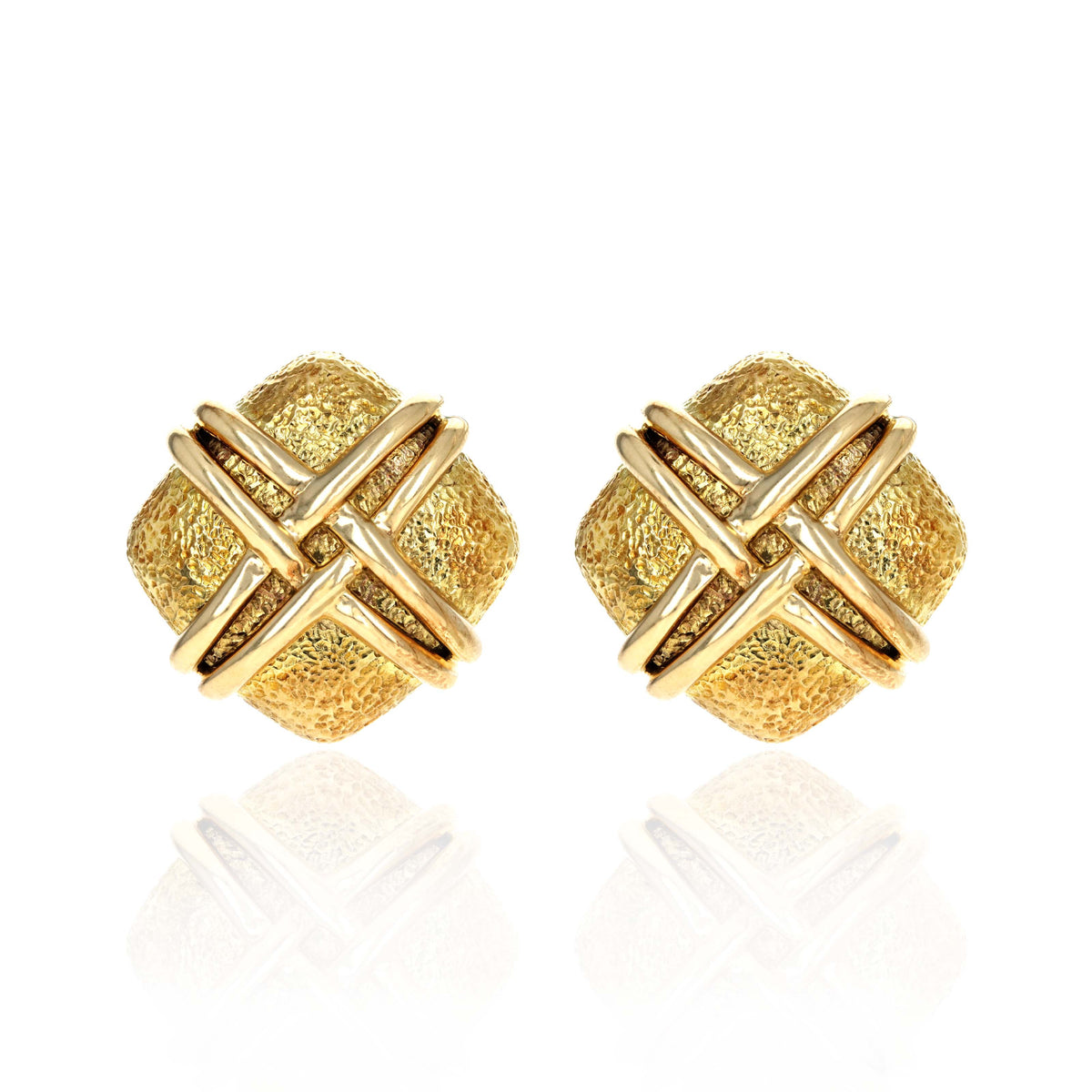 Valentin Magro 18K Yellow Gold Cross Strapped Clip On Earrings