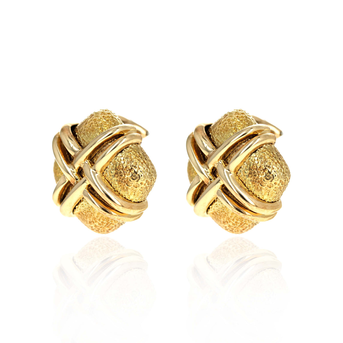 Valentin Magro 18K Yellow Gold Cross Strapped Clip On Earrings