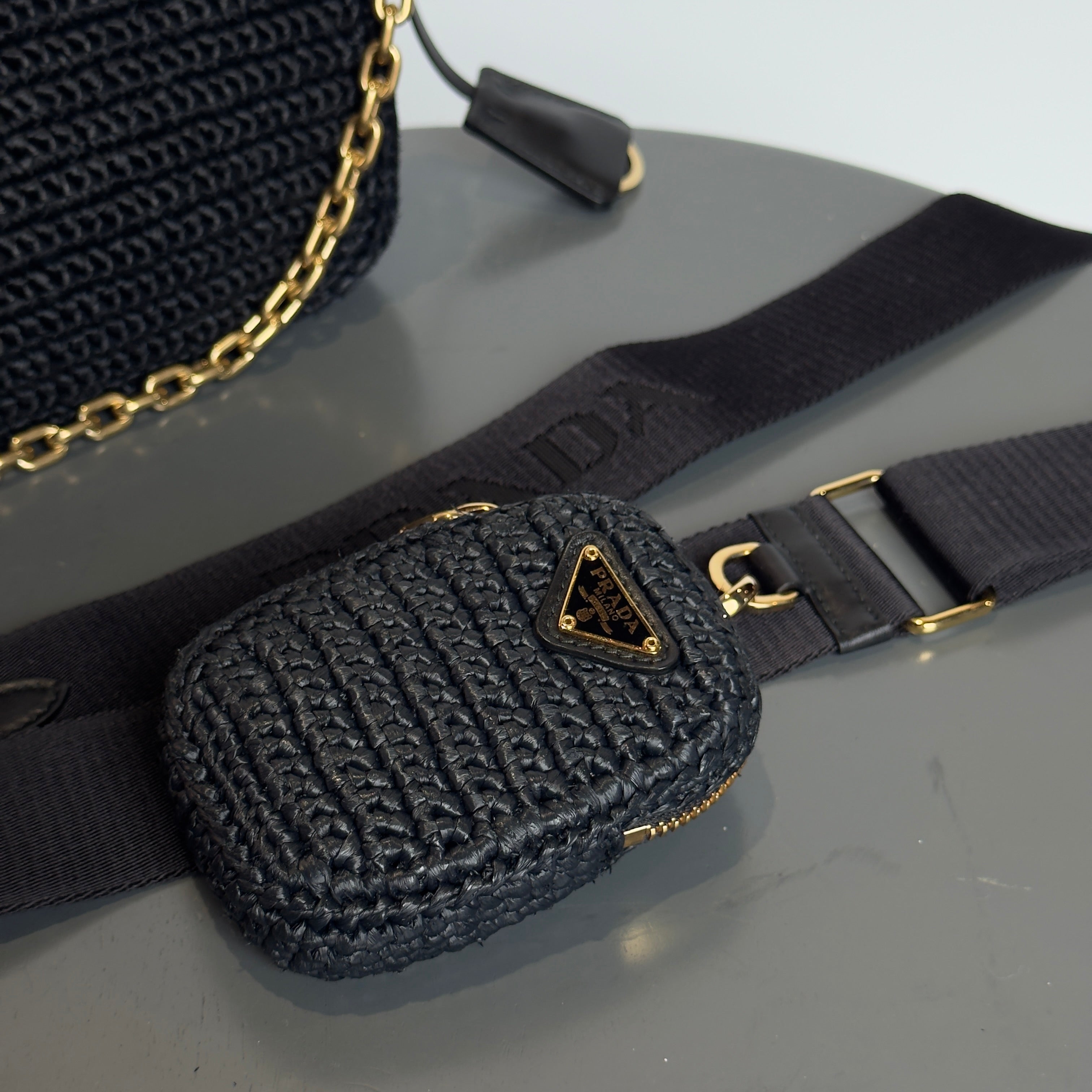 Prada Saffiano Black Raffia