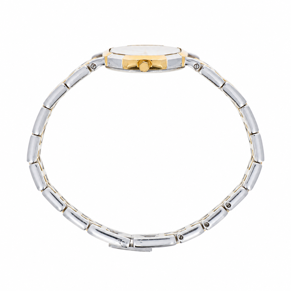 Yves Saint Laurent Octagon Two Tone Watch Blue Marker Dial