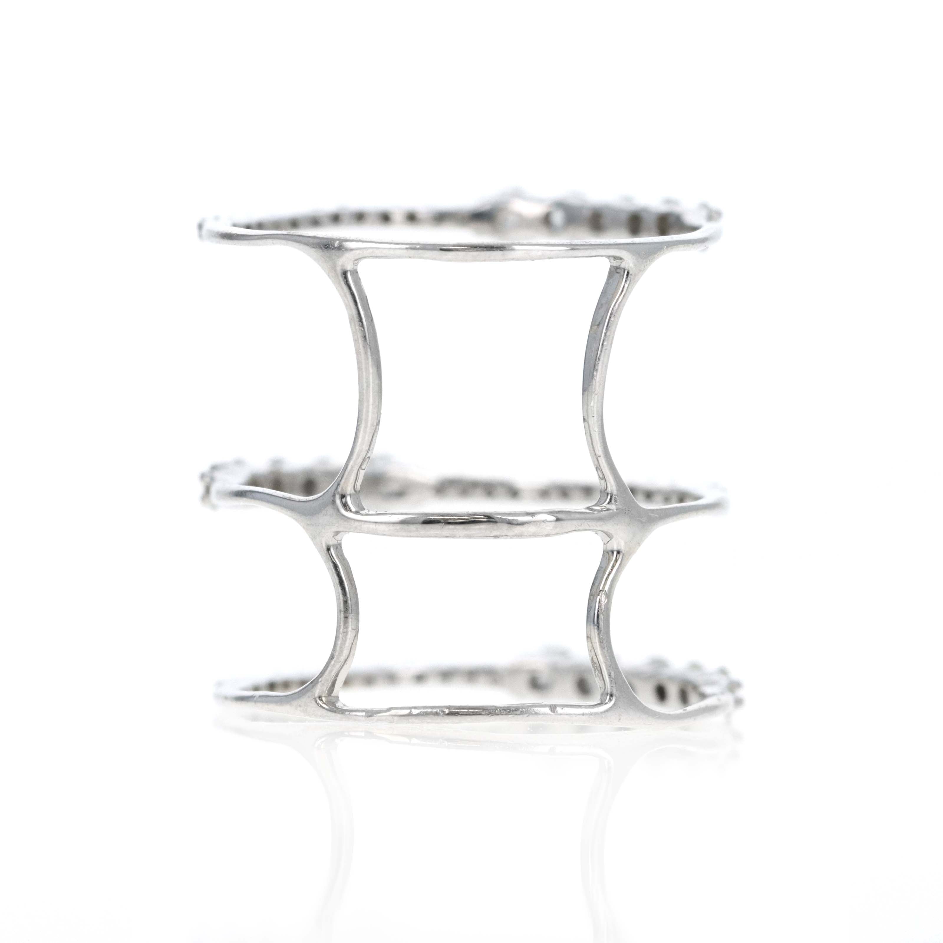 14K White Gold 0.60 Carat Total Weight Diamond Triple Band - Queen May