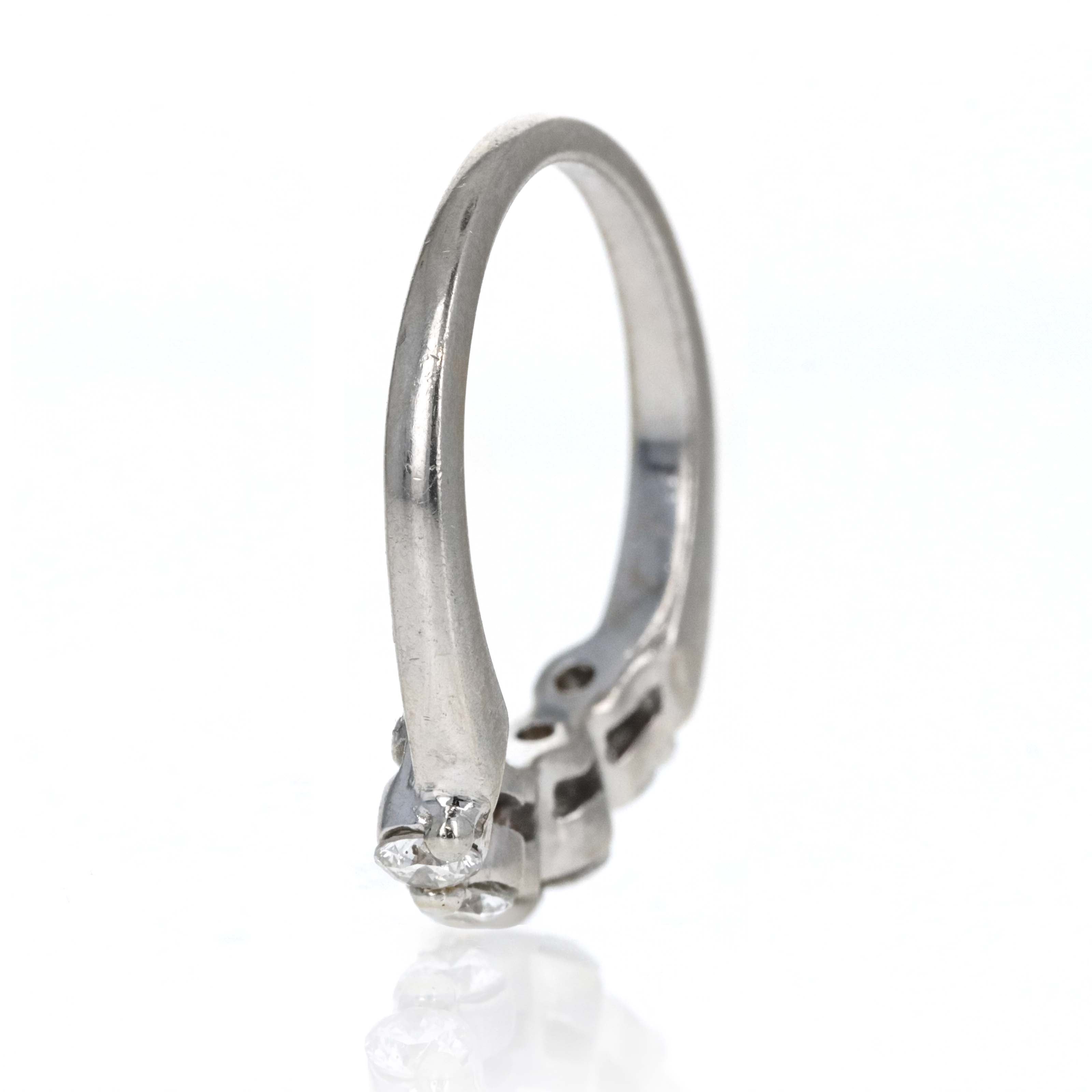 14K White Gold 0.50 Carat Round Diamond Five Stone Band - Queen May