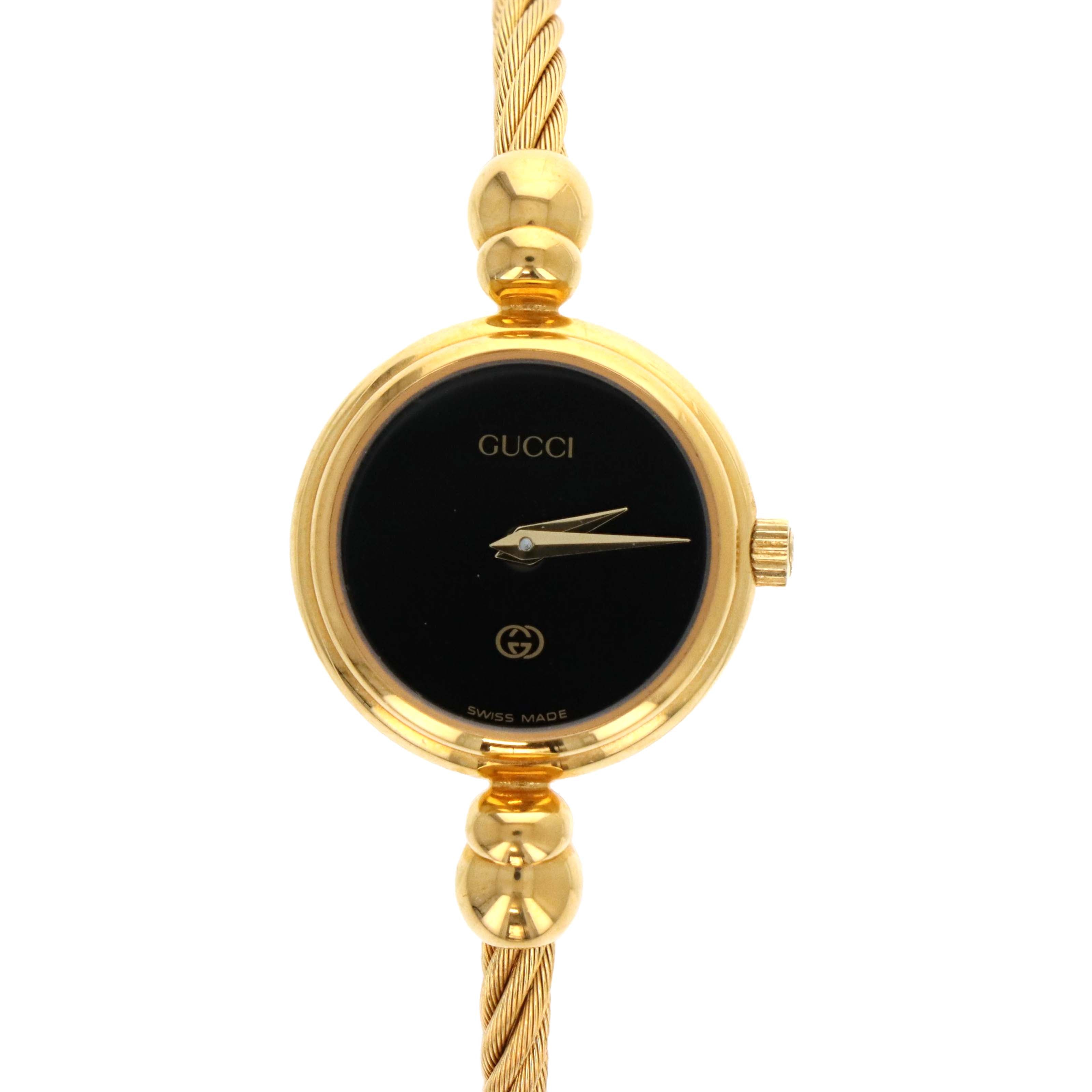 Gucci 20mm Black Dial Rope Bangle Watch - Queen May