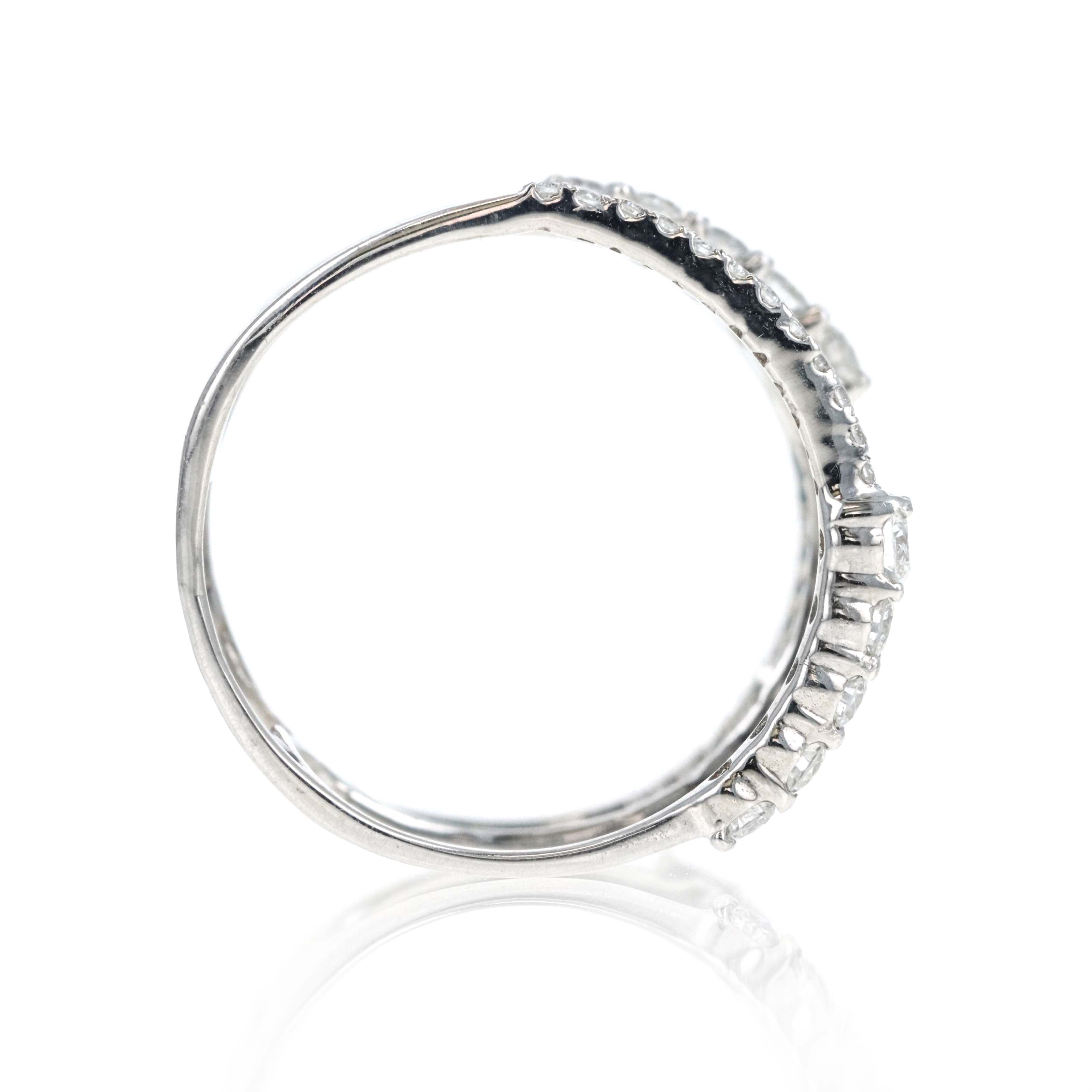 14K White Gold 0.60 Carat Total Weight Diamond Triple Band - Queen May