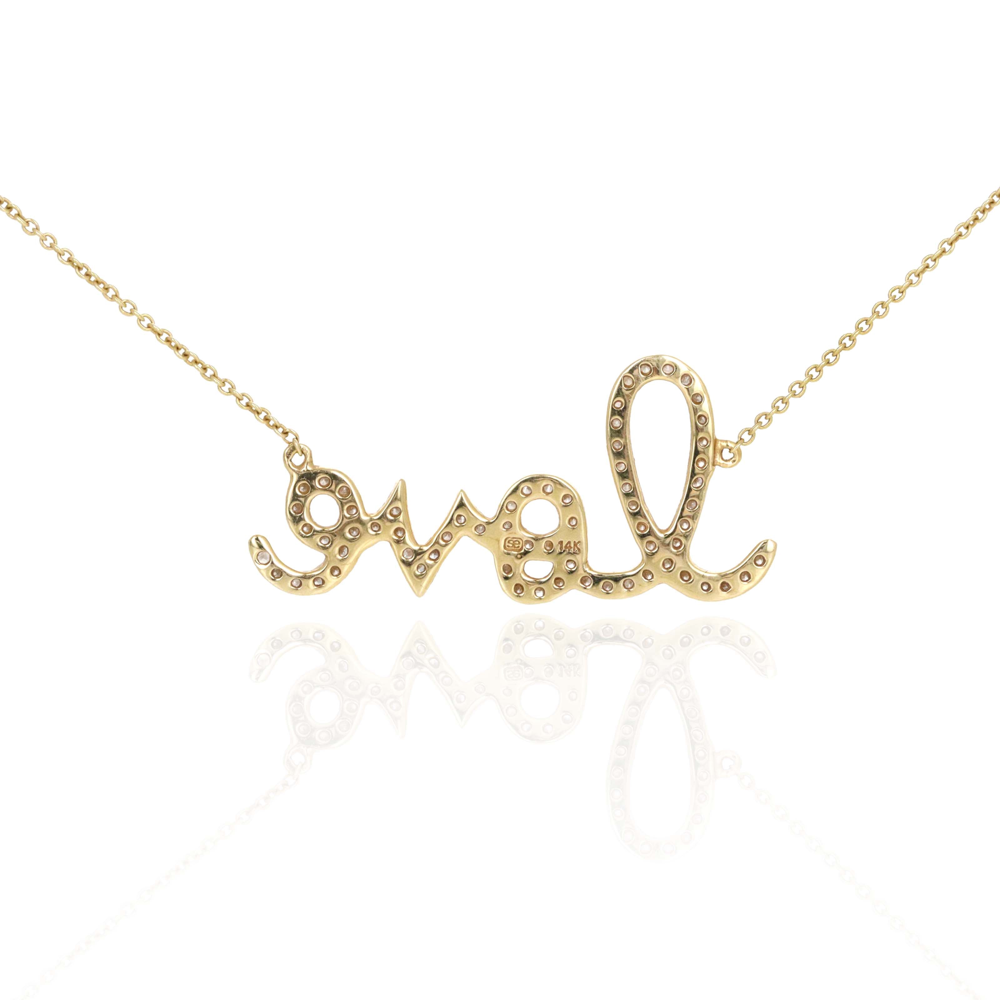 Sydney Evan 14K Yellow Gold Pavé Diamond "Love" Large Pendant Necklace - Queen May
