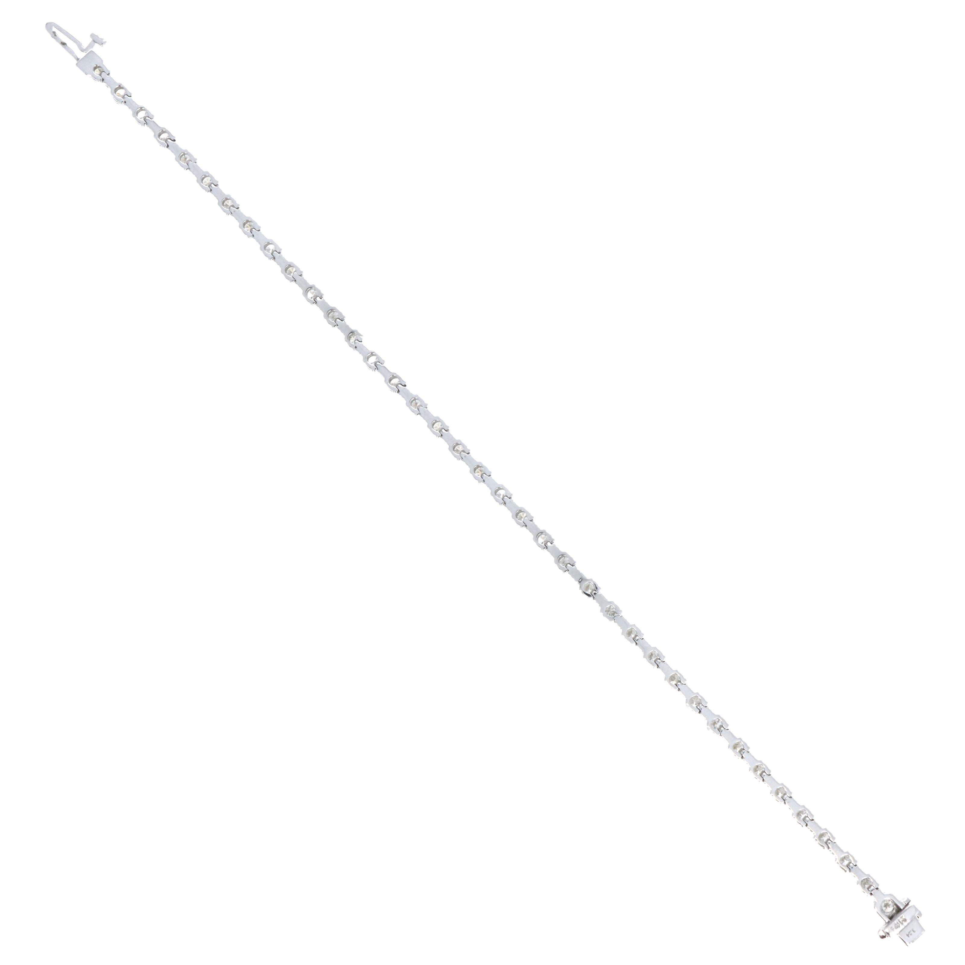 14K White Gold 3.24 Carat Round Brilliant Diamond Tennis Bracelet