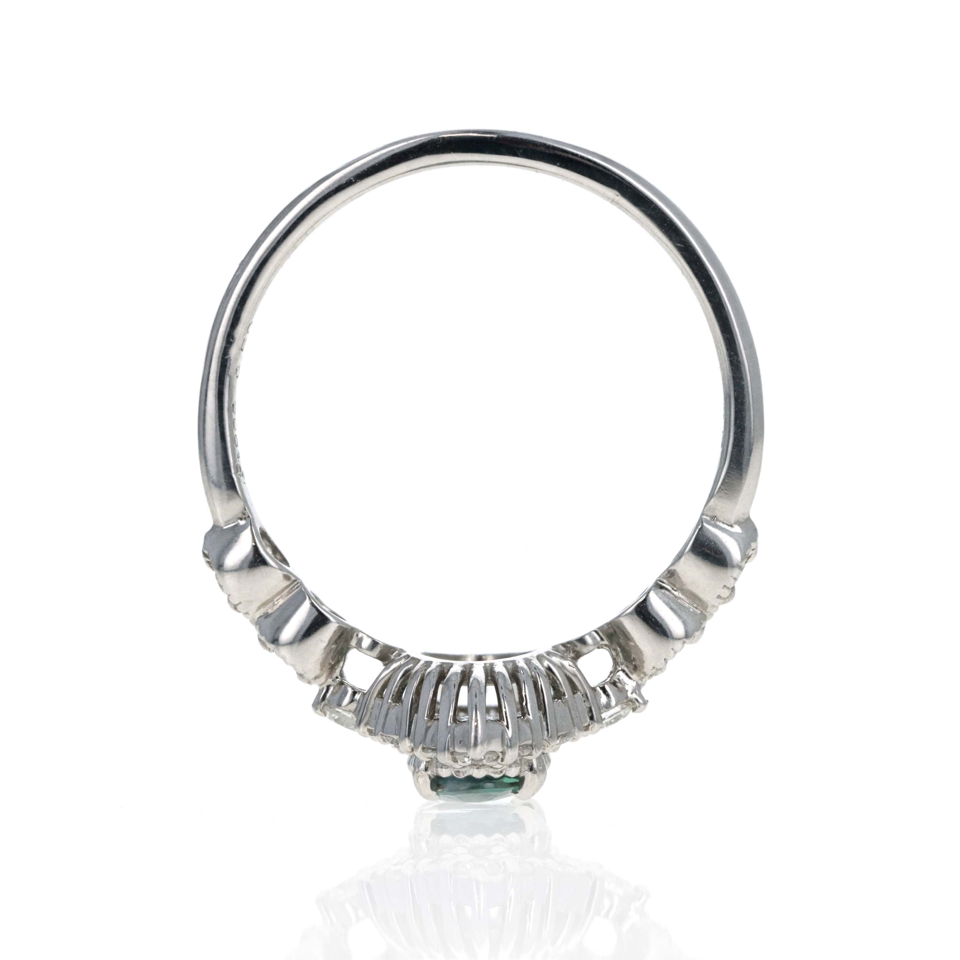 Platinum 0.60 Carat Alexandrite Diamond Scallop Halo Ring - Queen May