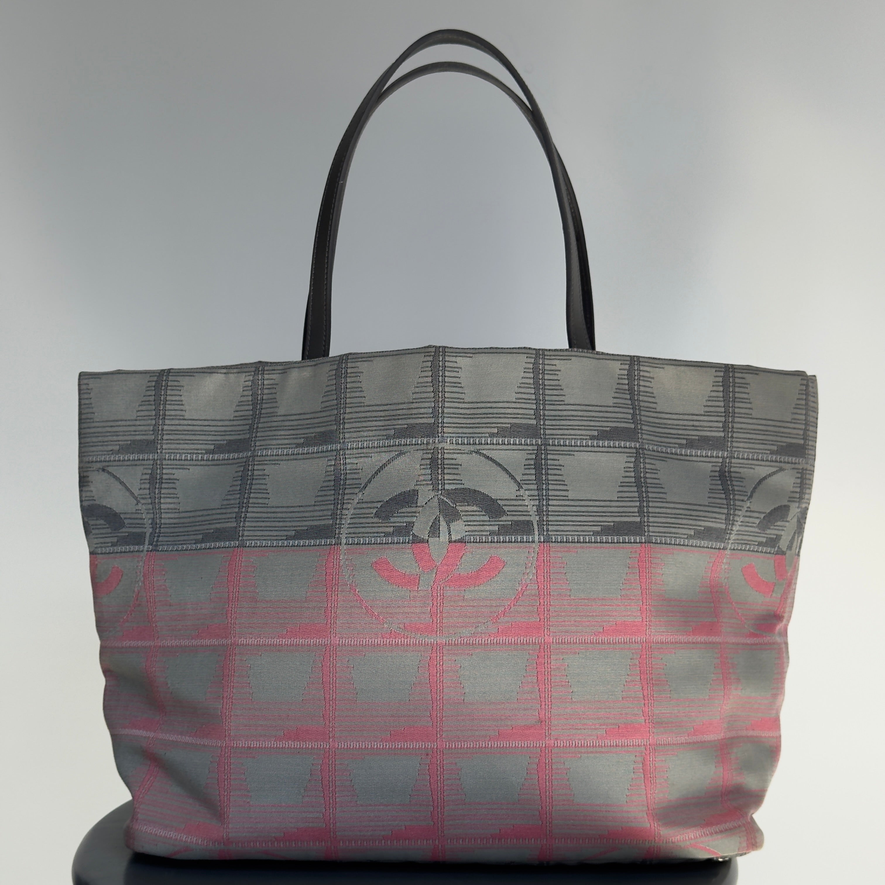 Chanel Travel Line Pink and Grey Canvas Tote Bag - Queen May