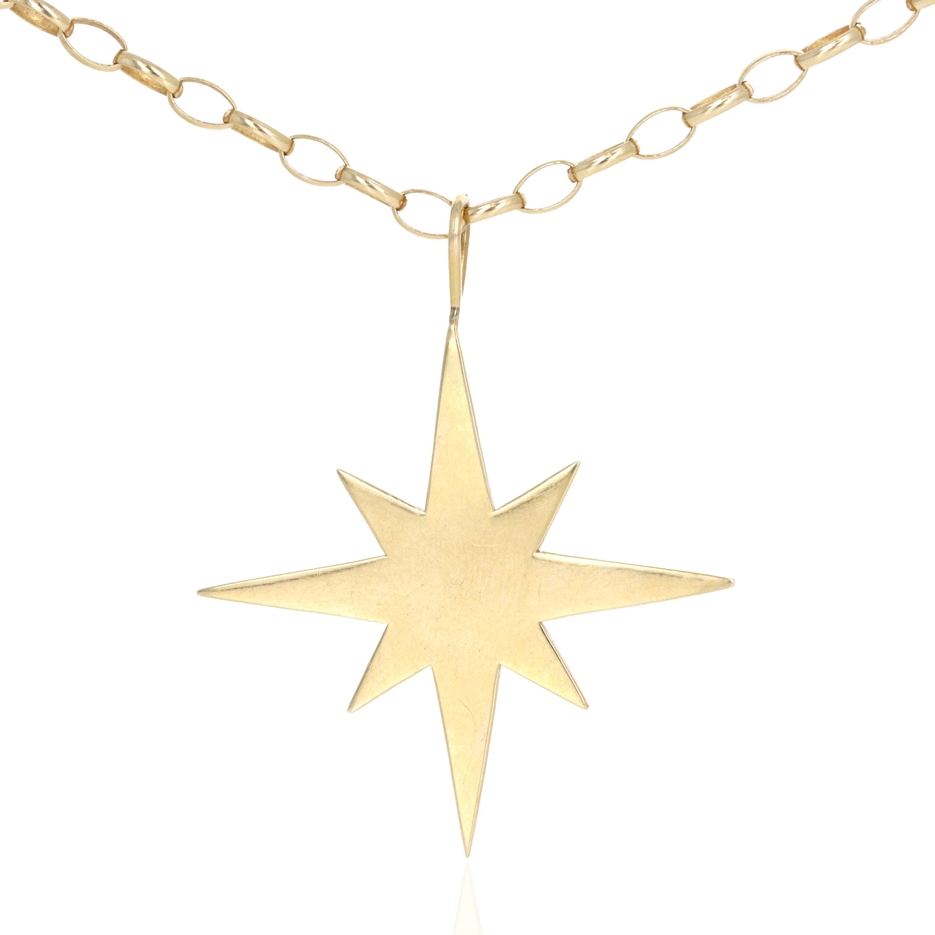 Sydney Evan 14K Yellow Gold "Pure Gold Starburst Charm" Pendant Necklace - Queen May