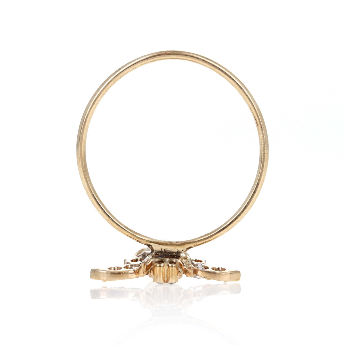Victorian 18K Yellow Gold Diamond, Sapphire & Pearl Stick Pin Conversion Bee Ring