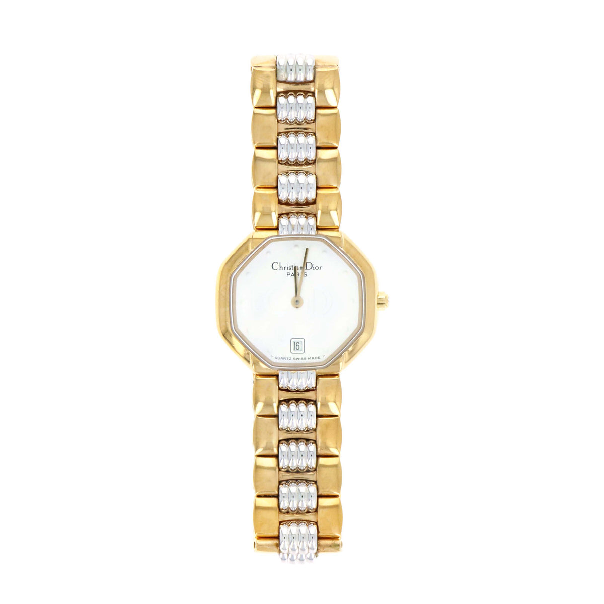 Dior White Dial Octagon Two Tone Watch