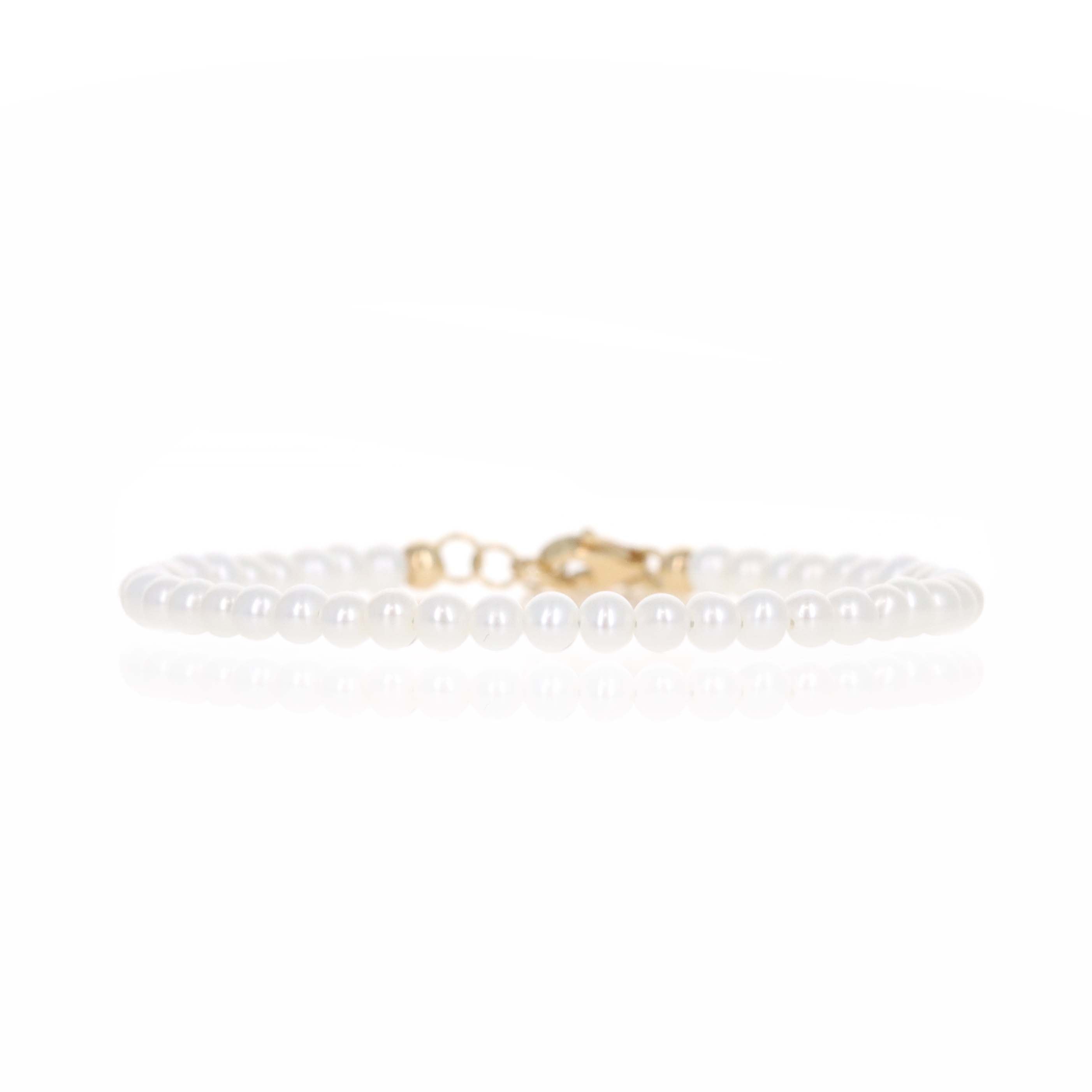 14K Yellow Gold 3mm Cultured Pearl Bracelet - Queen May