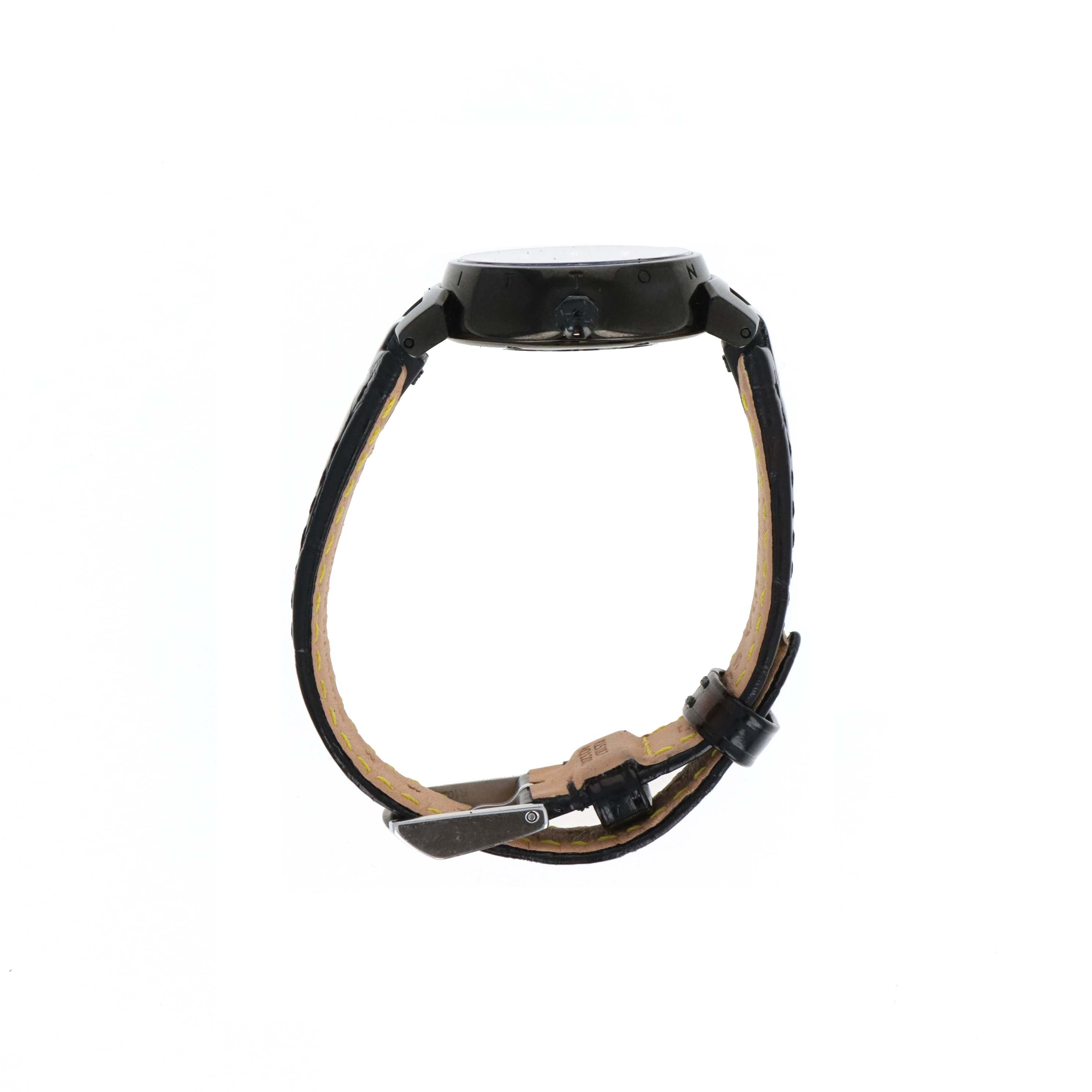 Louis Vuitton Tambour All Black PM 12 Diamond Quartz Model QA047 - Queen May