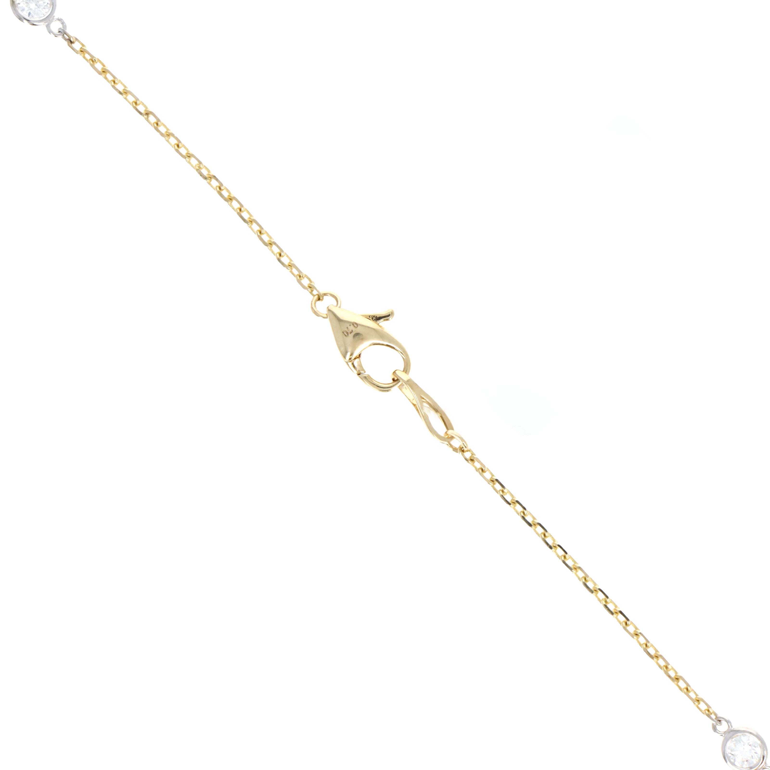 14K Yellow & White Gold 0.70 Carat Round Brilliant Diamond Station Necklace - Queen May