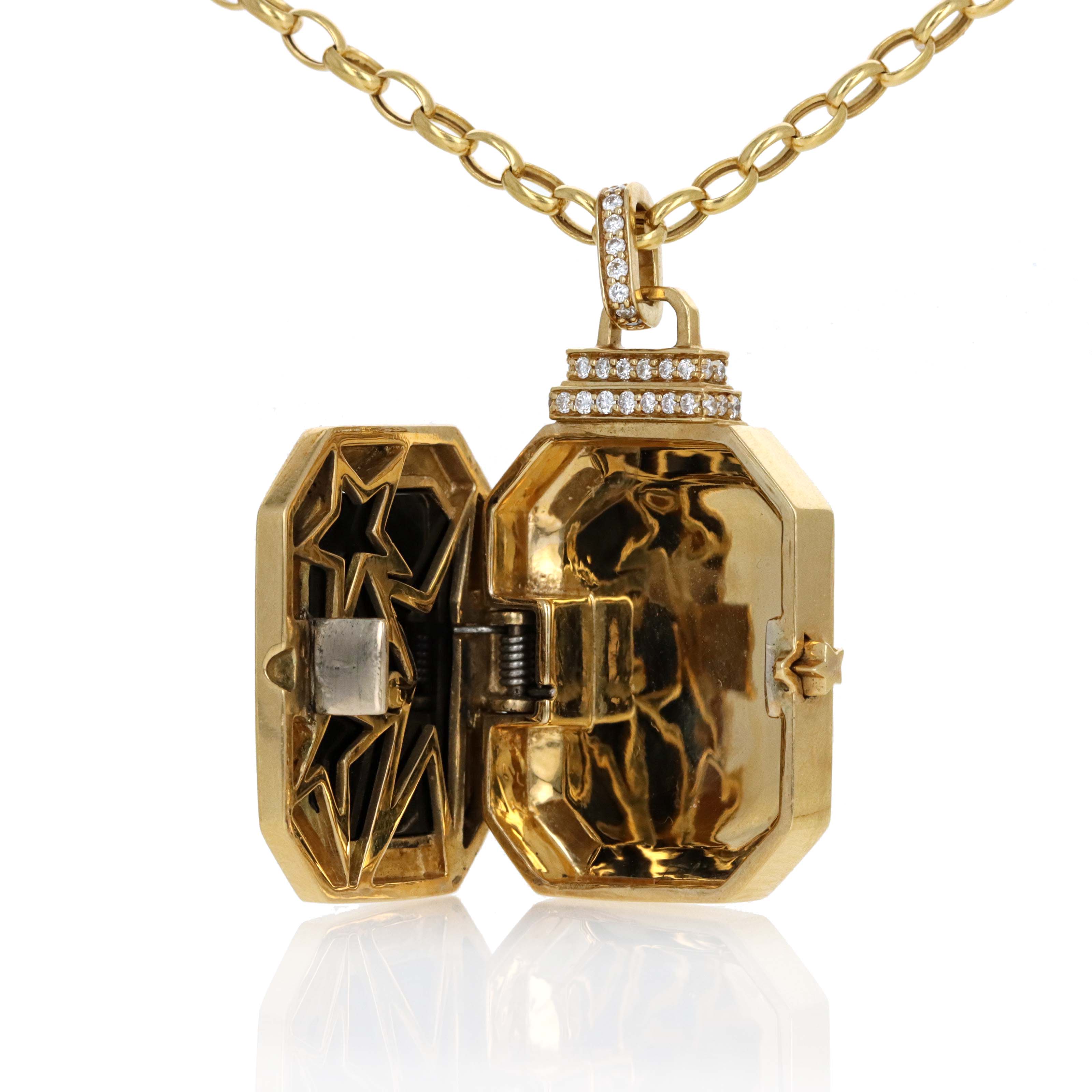 Sorellina 18K Yellow Gold "Le Stelle Star" Onyx & 0.15 Carat Diamond Locket Necklace - Queen May