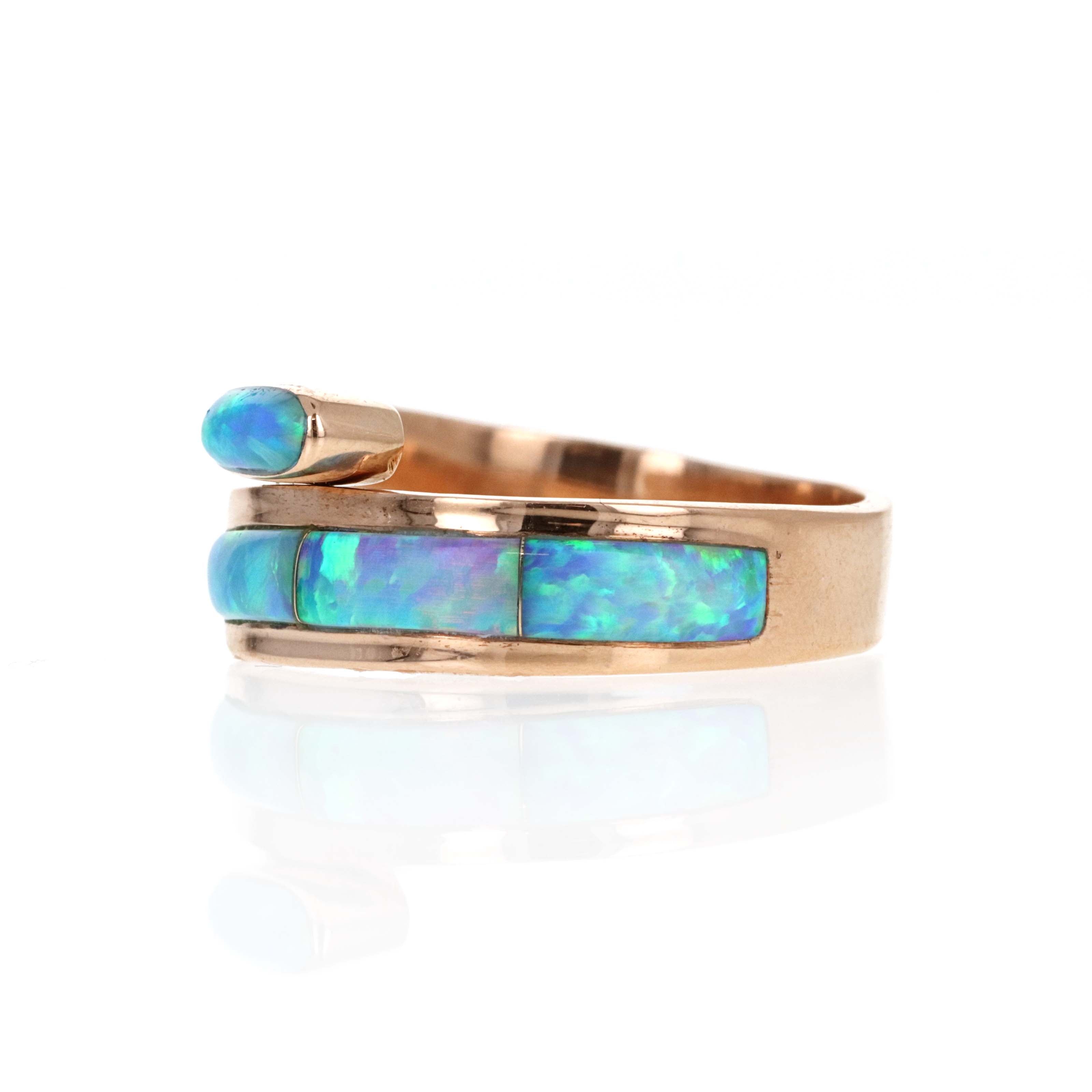 14K Rose Gold Inlaid Opal Wrap Ring - Queen May