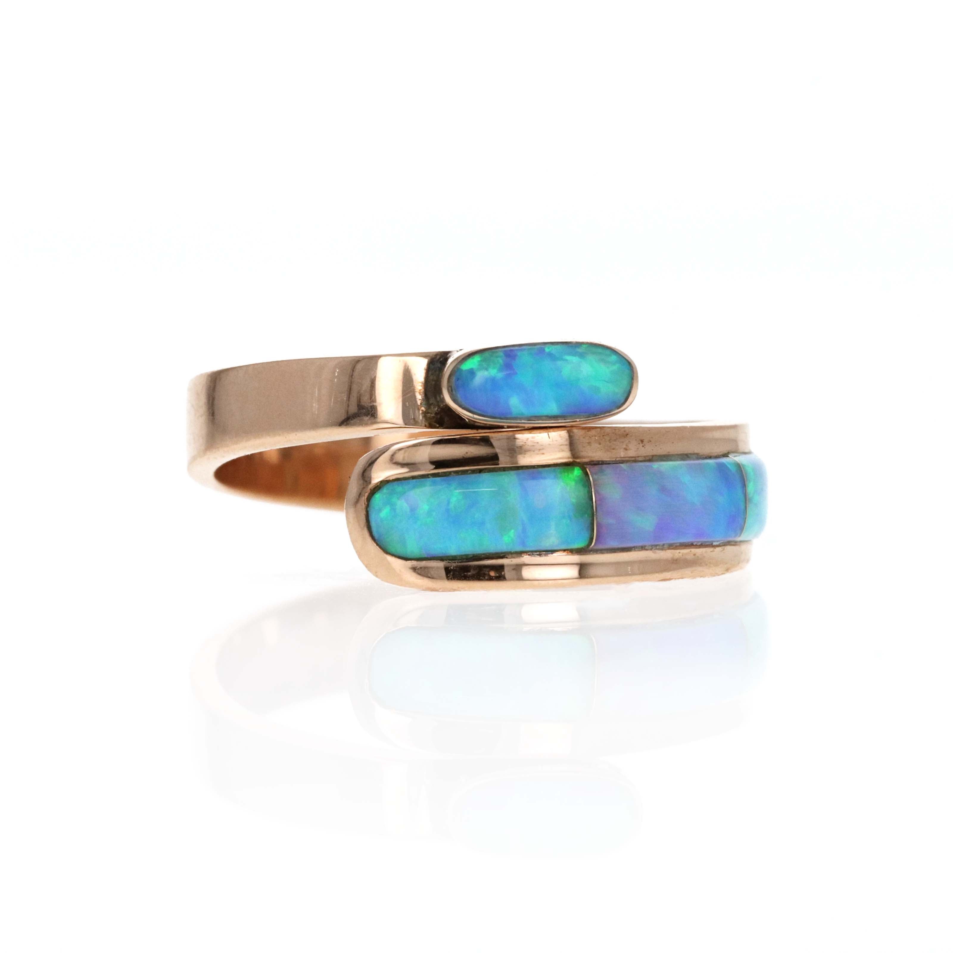 14K Rose Gold Inlaid Opal Wrap Ring - Queen May