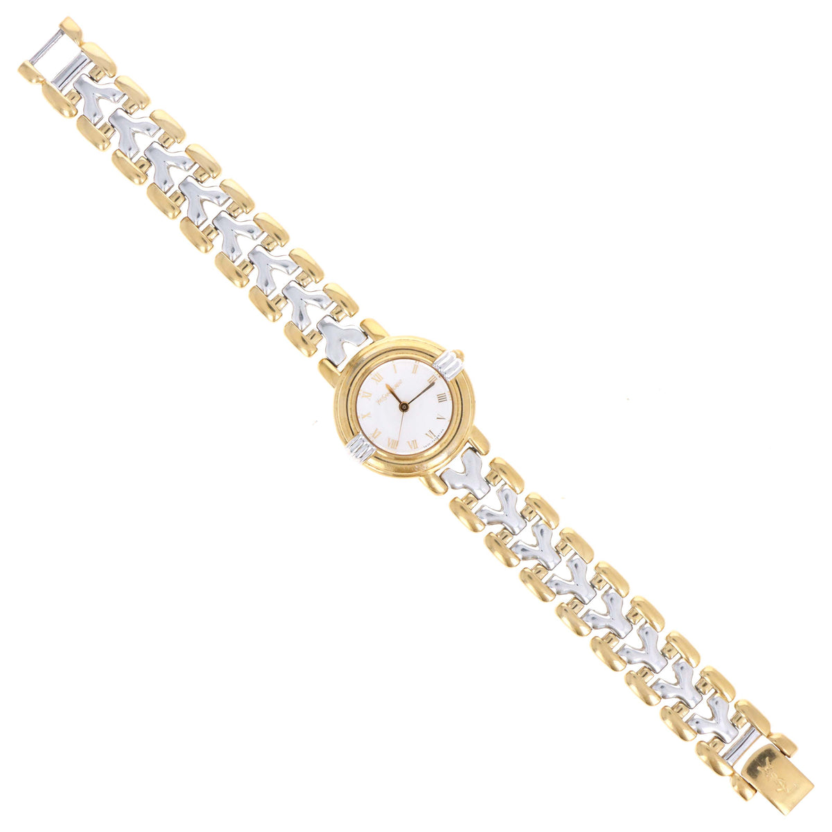 Yves Saint Laurent Two Tone Linen Dial Ladies Watch - Queen May