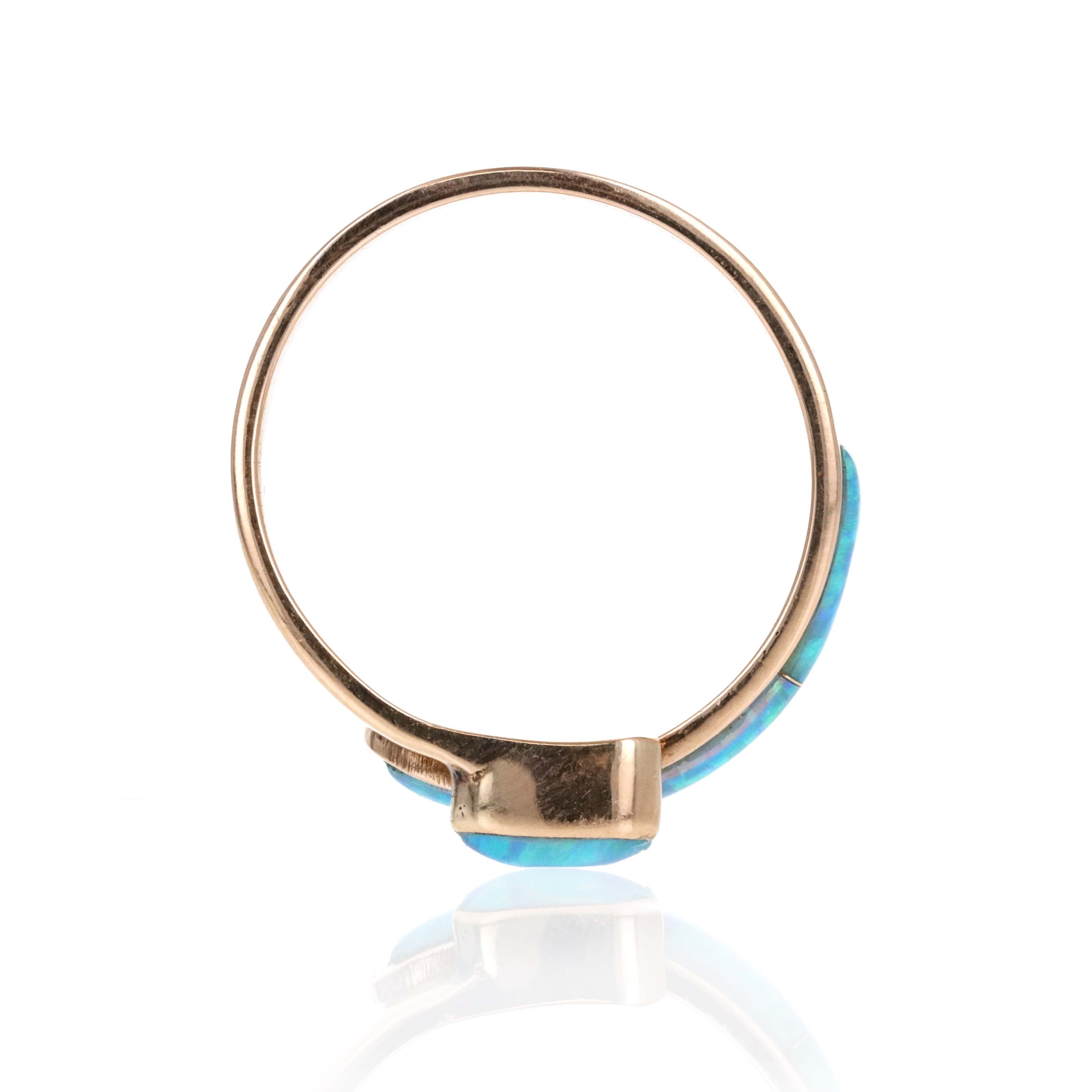 14K Rose Gold Inlaid Opal Wrap Ring - Queen May