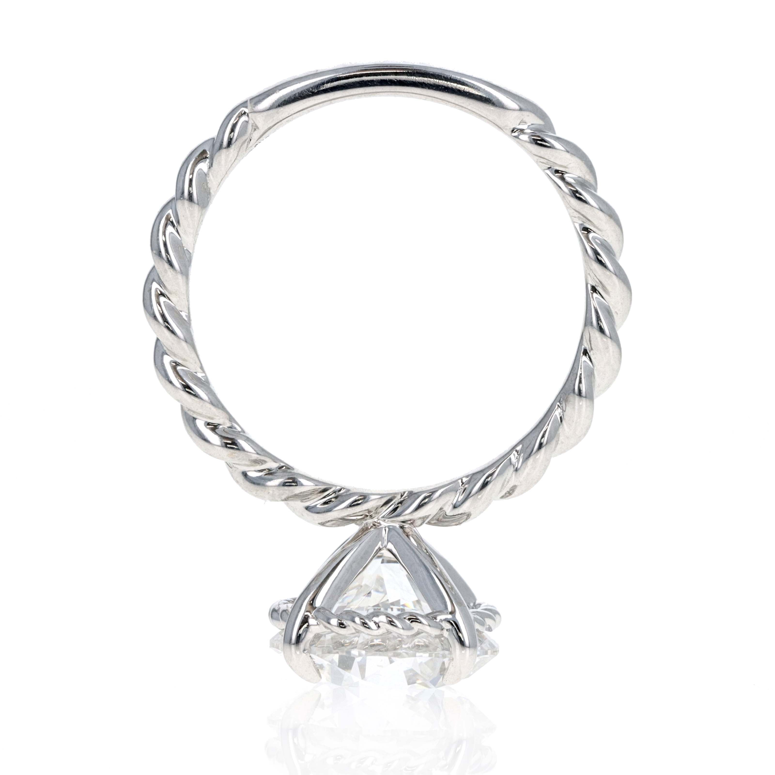 Lab Grown 4 Carat Round Diamond Braided Engagement Ring 14K White Gold - Queen May