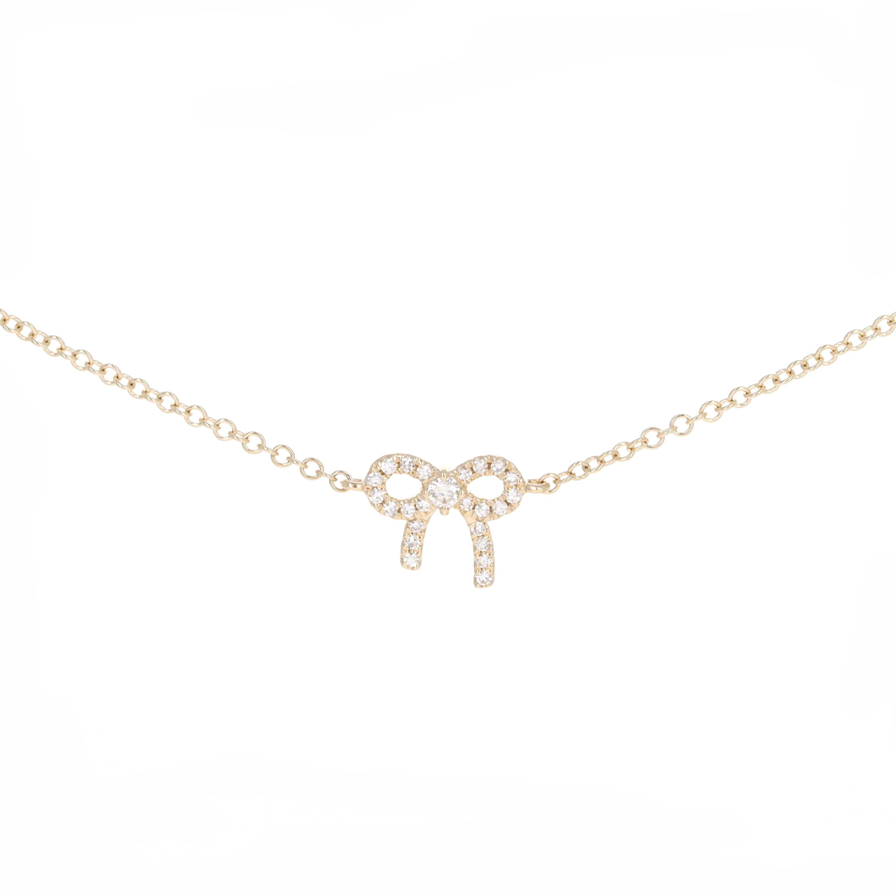 14K Yellow Gold 0.07 Carat Diamond Pave Bow Bracelet - Queen May