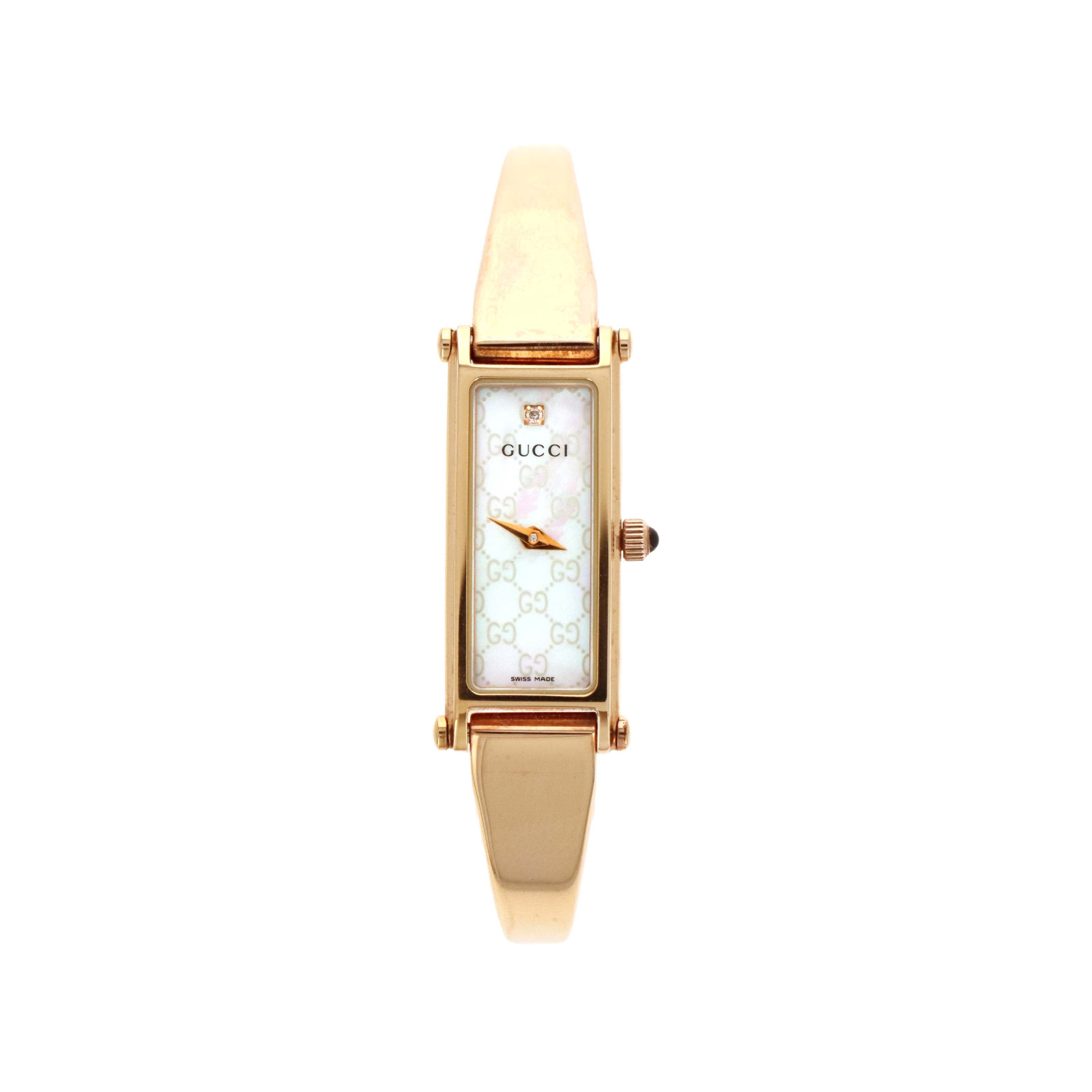 Gucci 1500L GG Mother of Pearl Dial Horsebit Watch - Queen May