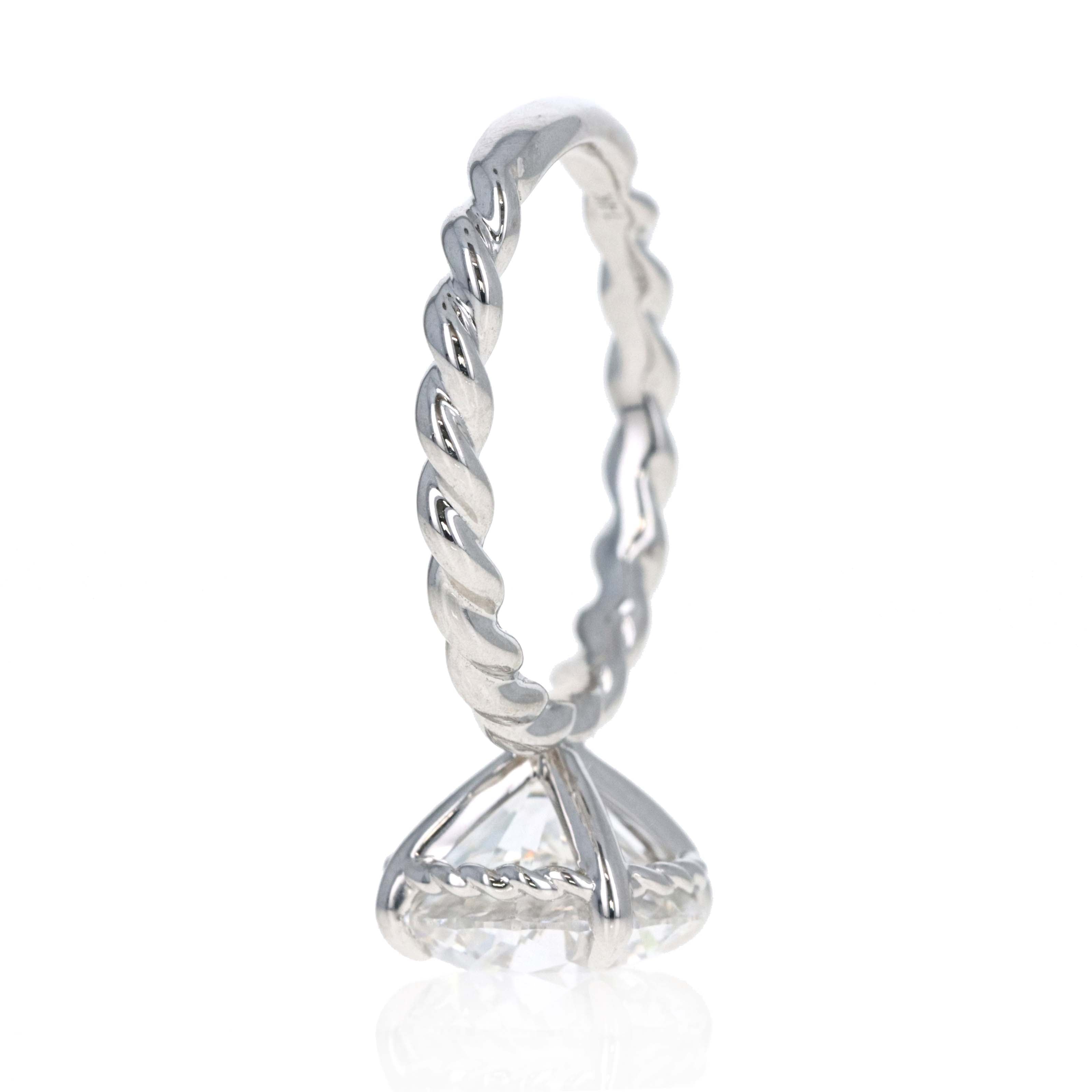 Lab Grown 4 Carat Round Diamond Braided Engagement Ring 14K White Gold - Queen May