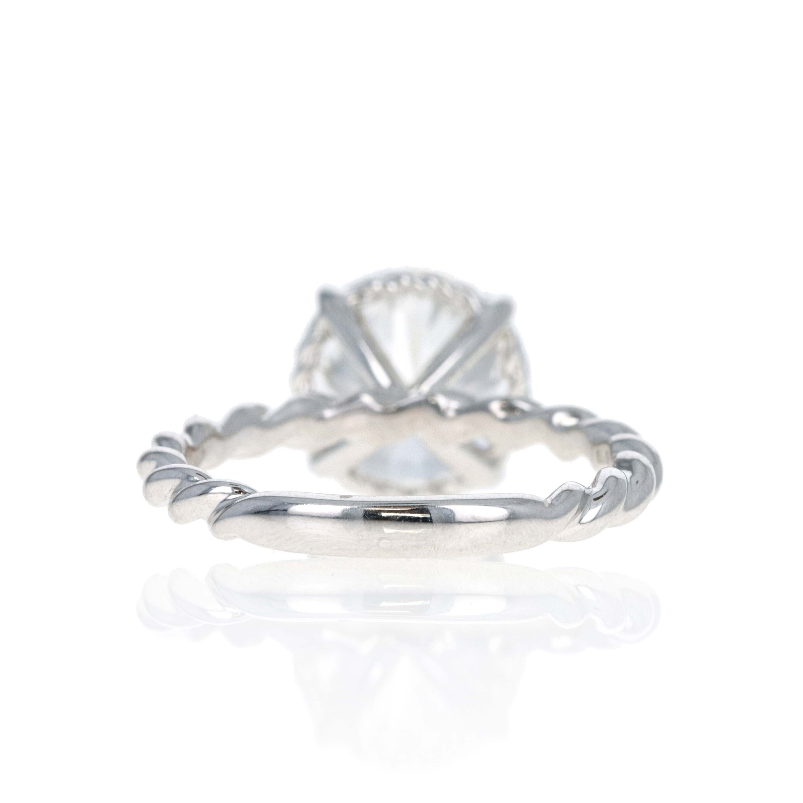 Lab Grown 4 Carat Round Diamond Braided Engagement Ring 14K White Gold - Queen May