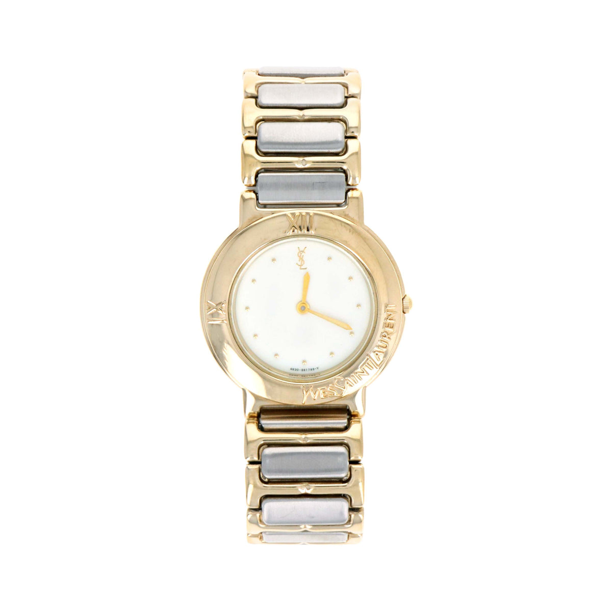 Yves Saint Laurent Large Cream Dial Two Tone Watch