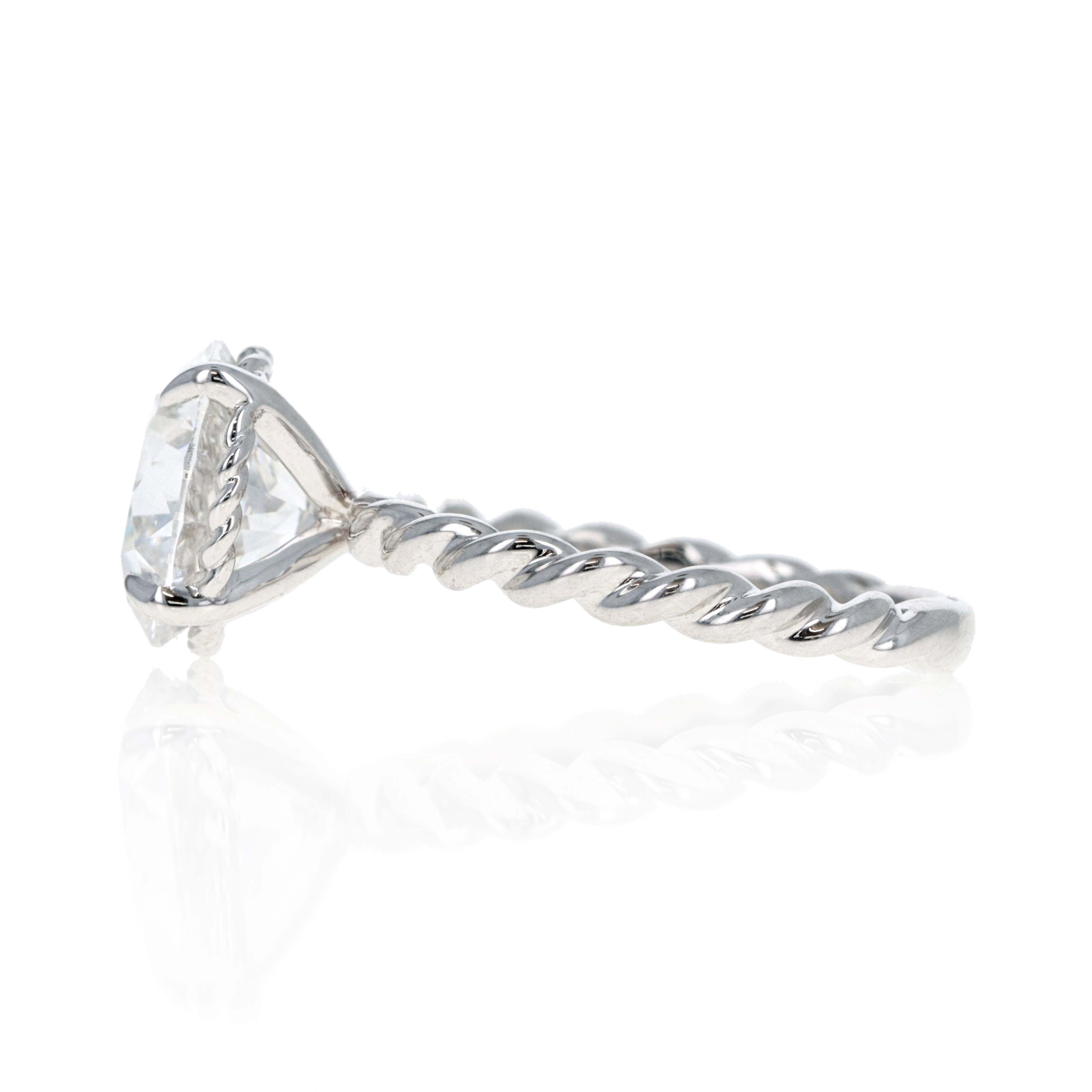 Lab Grown 4 Carat Round Diamond Braided Engagement Ring 14K White Gold - Queen May