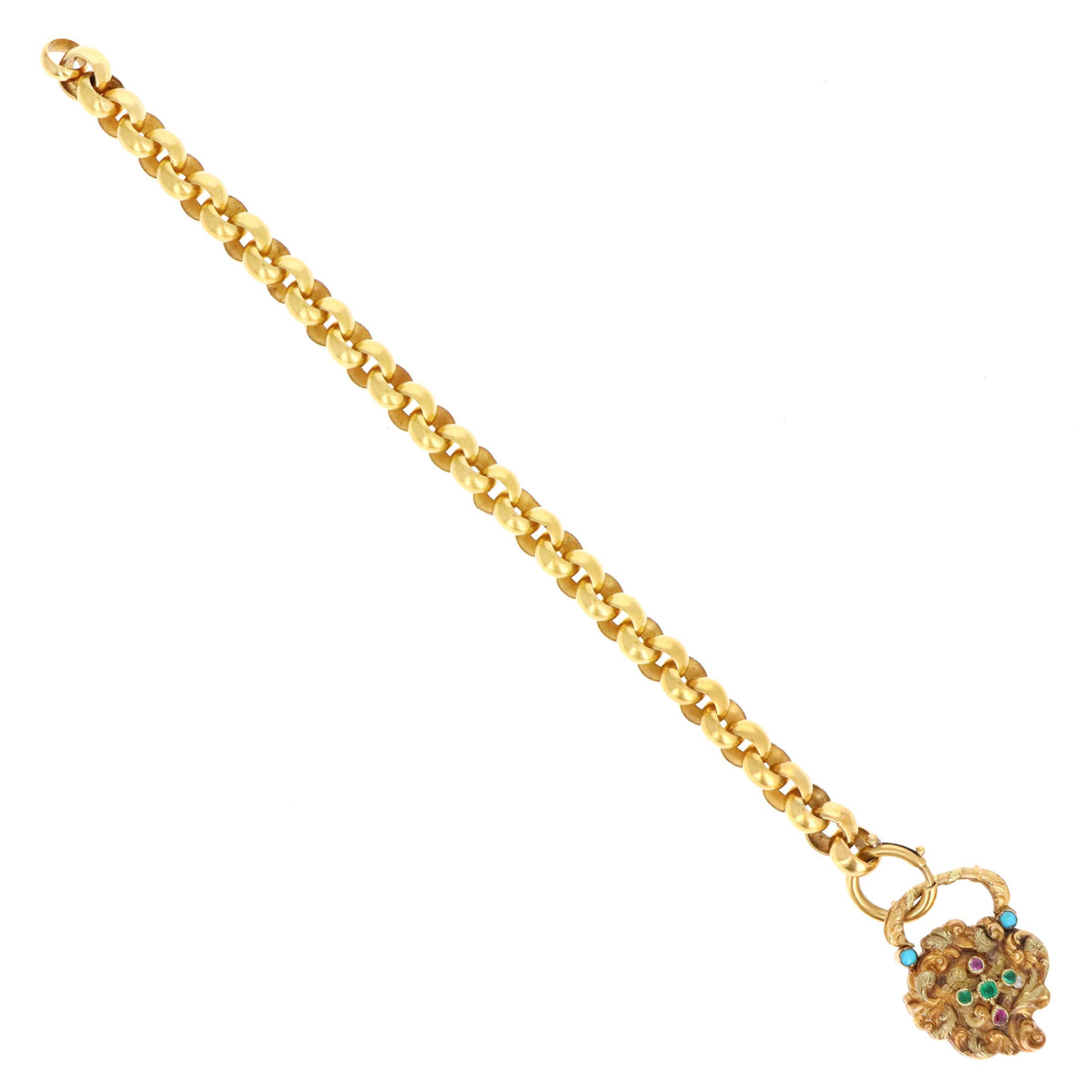 Georgian 18K & 22K Gemstone "Forget Me Not" Locket and Bracelet