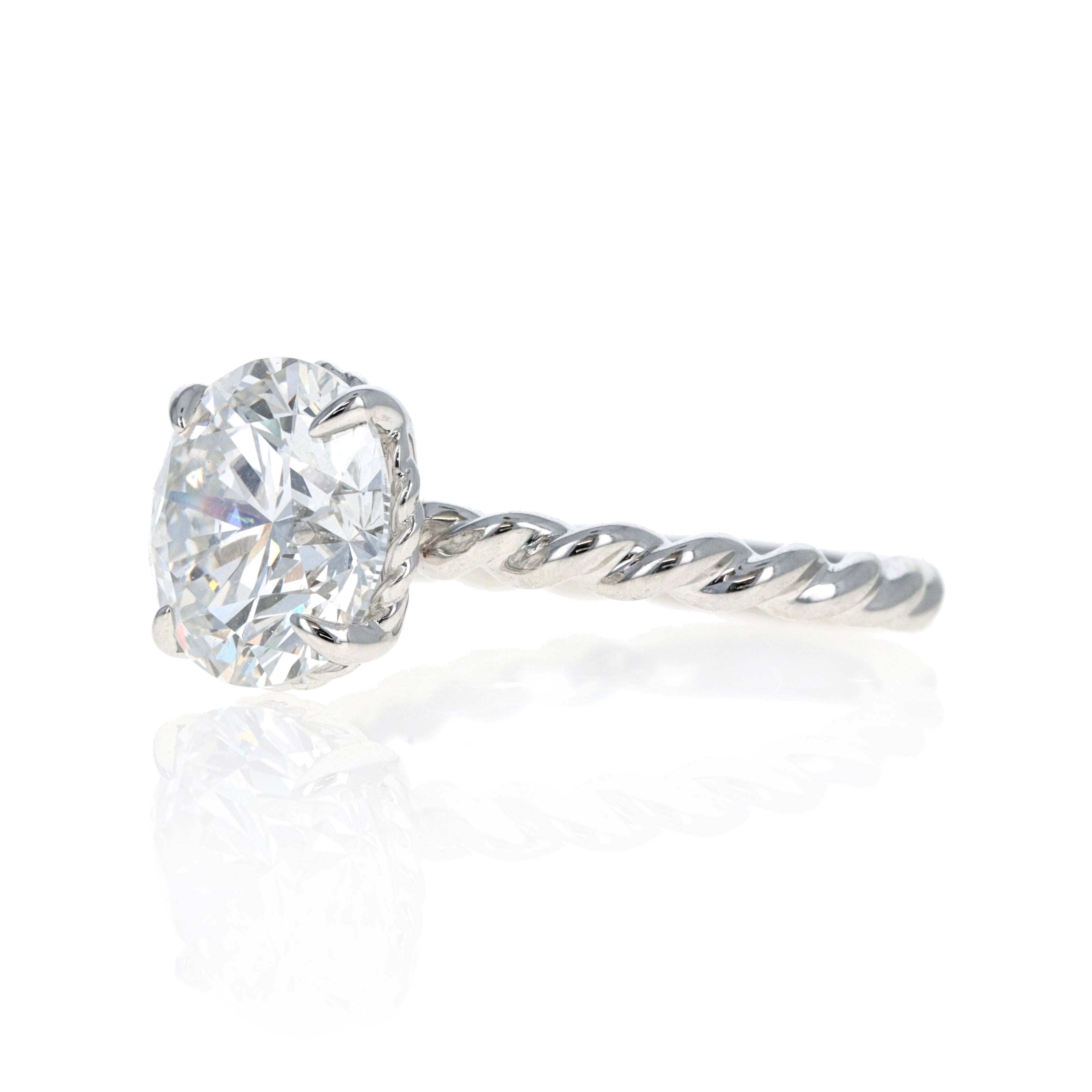 Lab Grown 4 Carat Round Diamond Braided Engagement Ring 14K White Gold - Queen May