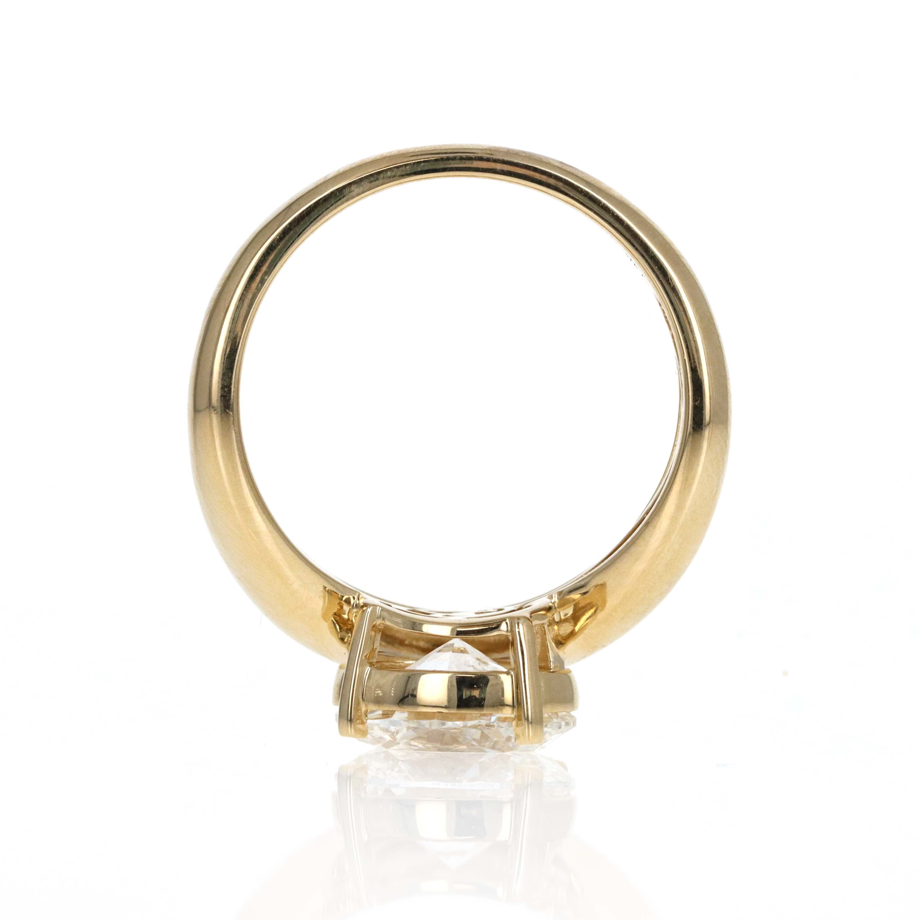 Lab Grown 2 Carat Oval Diamond East West Curve Ring 14K Yellow Gold - Queen May