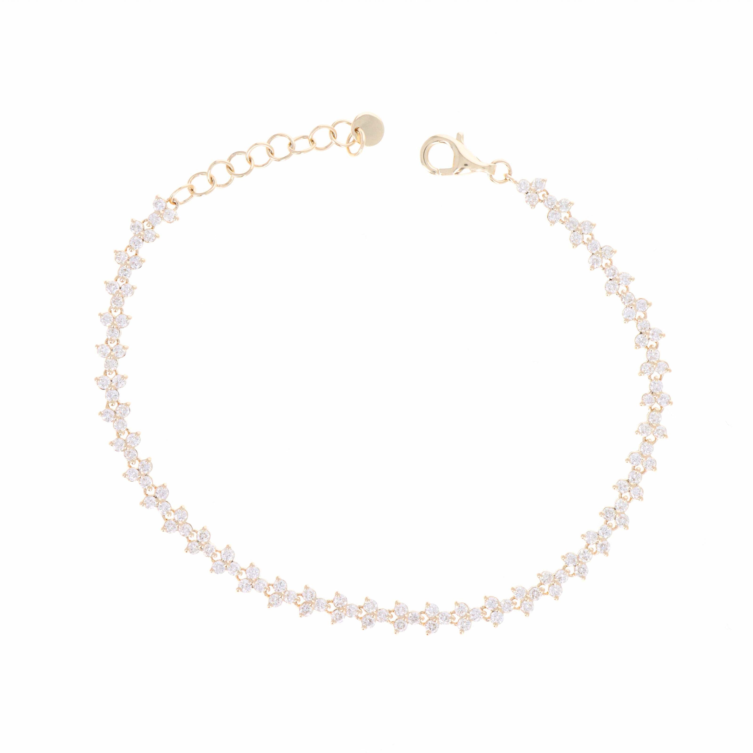 14K Yellow Gold 1.5 Carat Wreath Trio Diamond Bracelet - Queen May