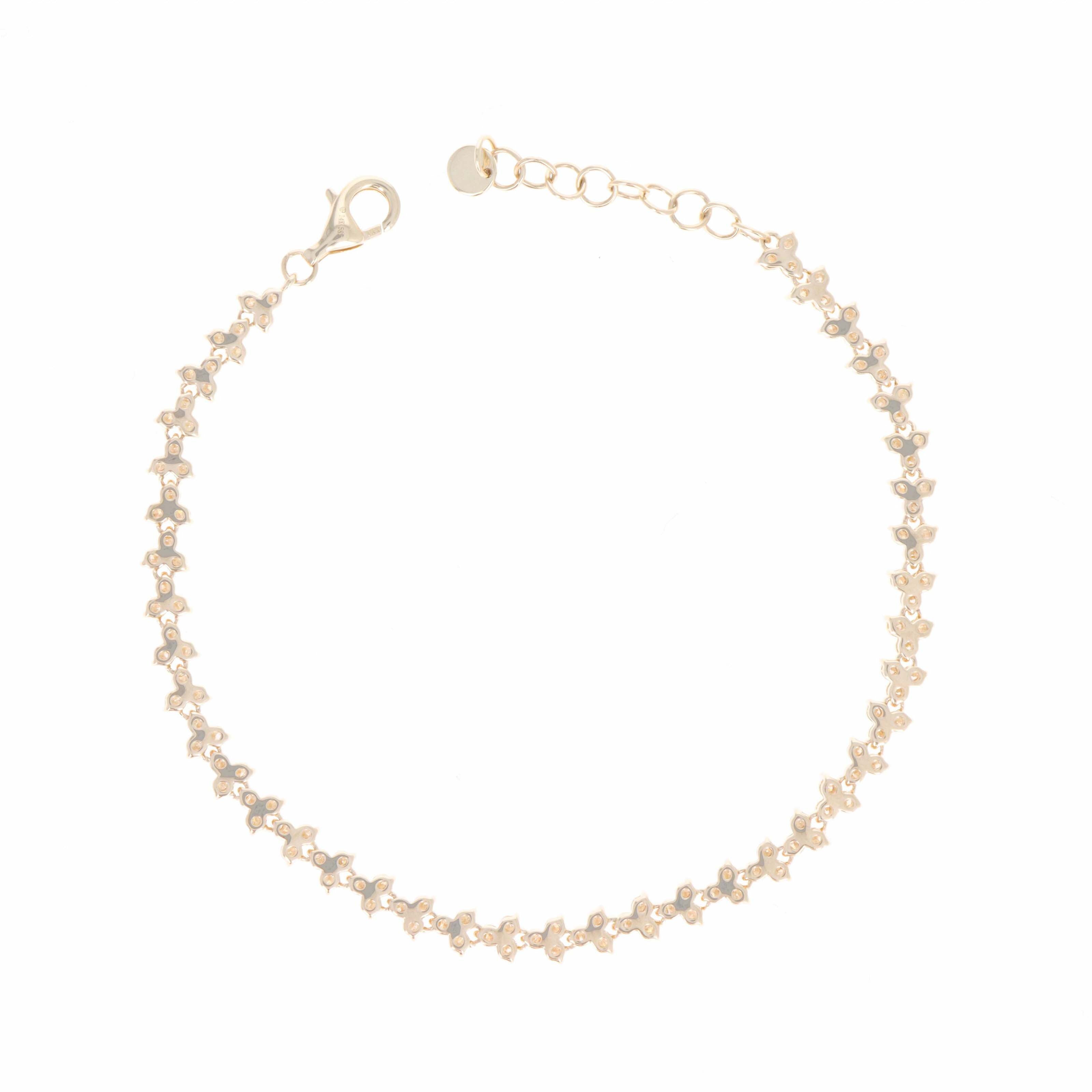 14K Yellow Gold 1.5 Carat Wreath Trio Diamond Bracelet - Queen May