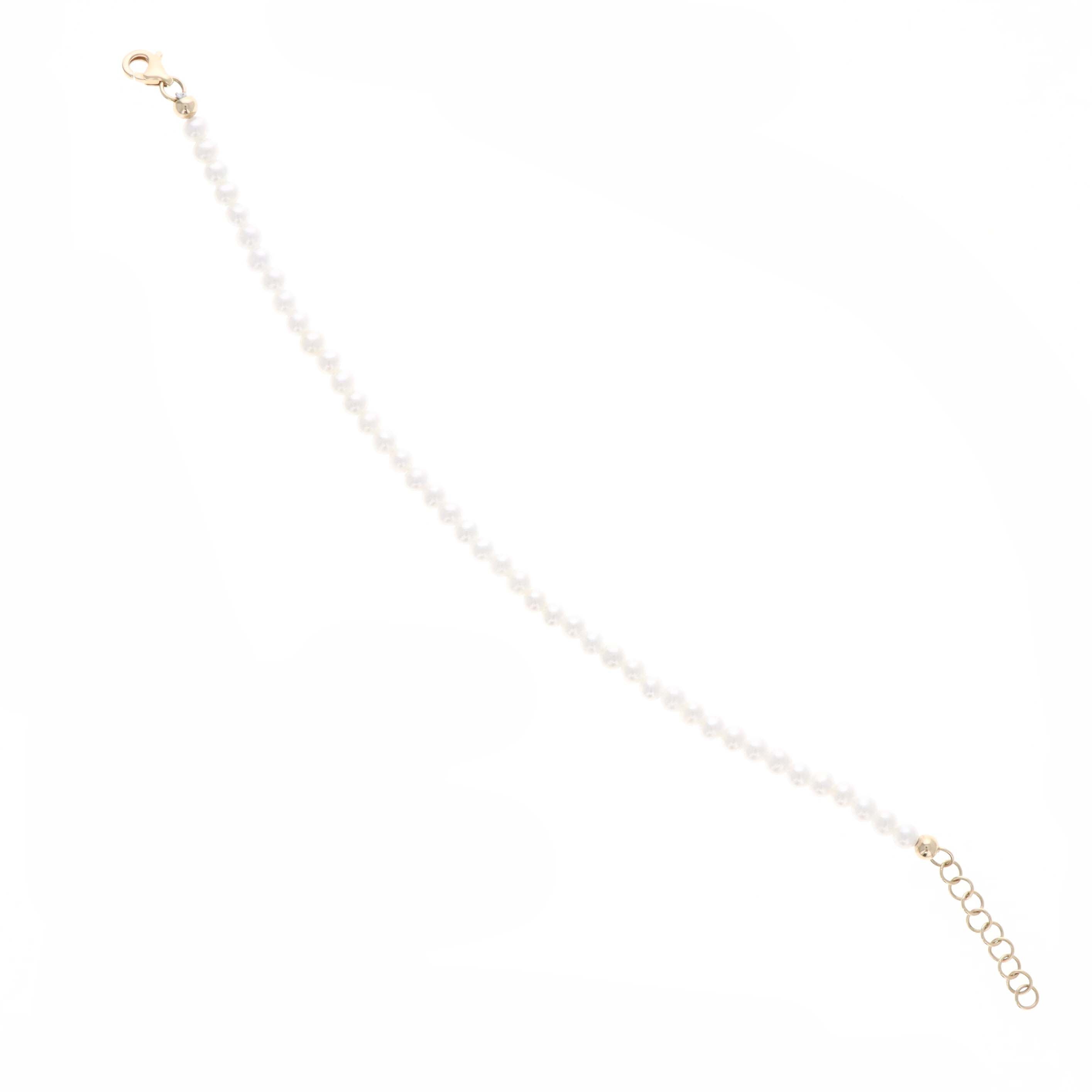 14K Yellow Gold 3mm Cultured Pearl Bracelet - Queen May
