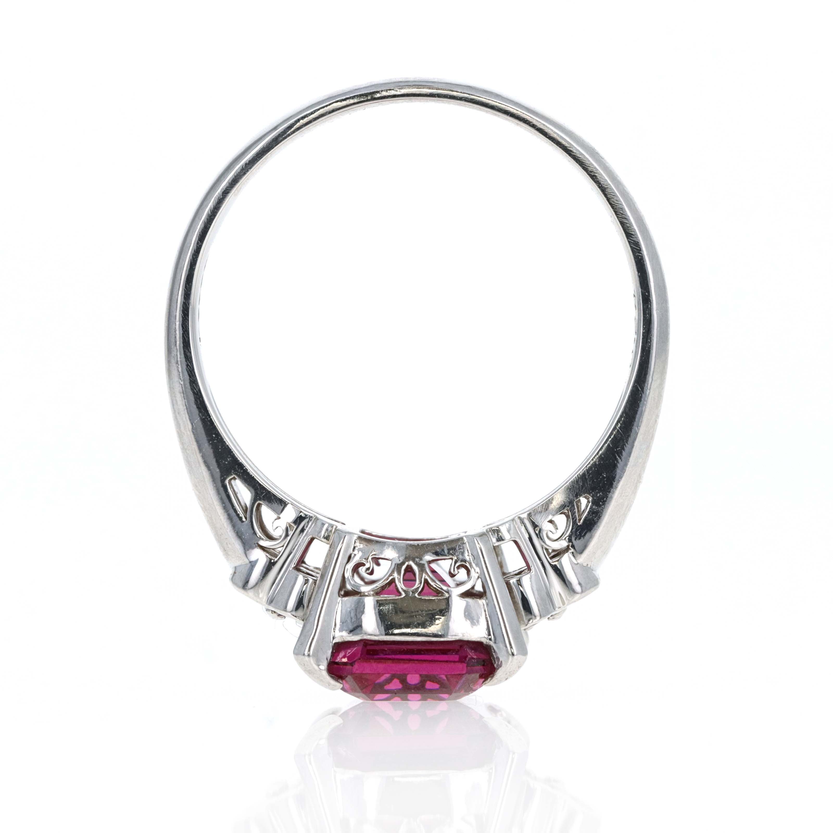 Platinum 4.20 Carat Rhodolite Tourmaline Diamond Ring