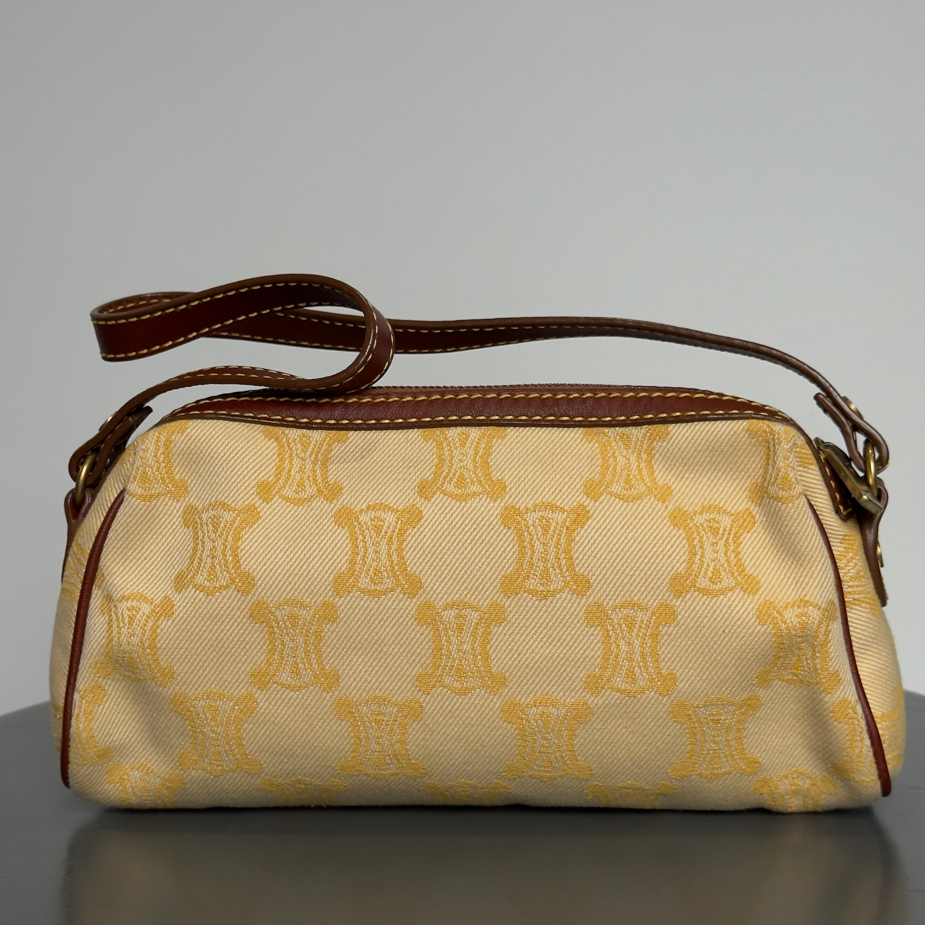 Celine Butter Yellow Sac Main Toile Shoulder Bag