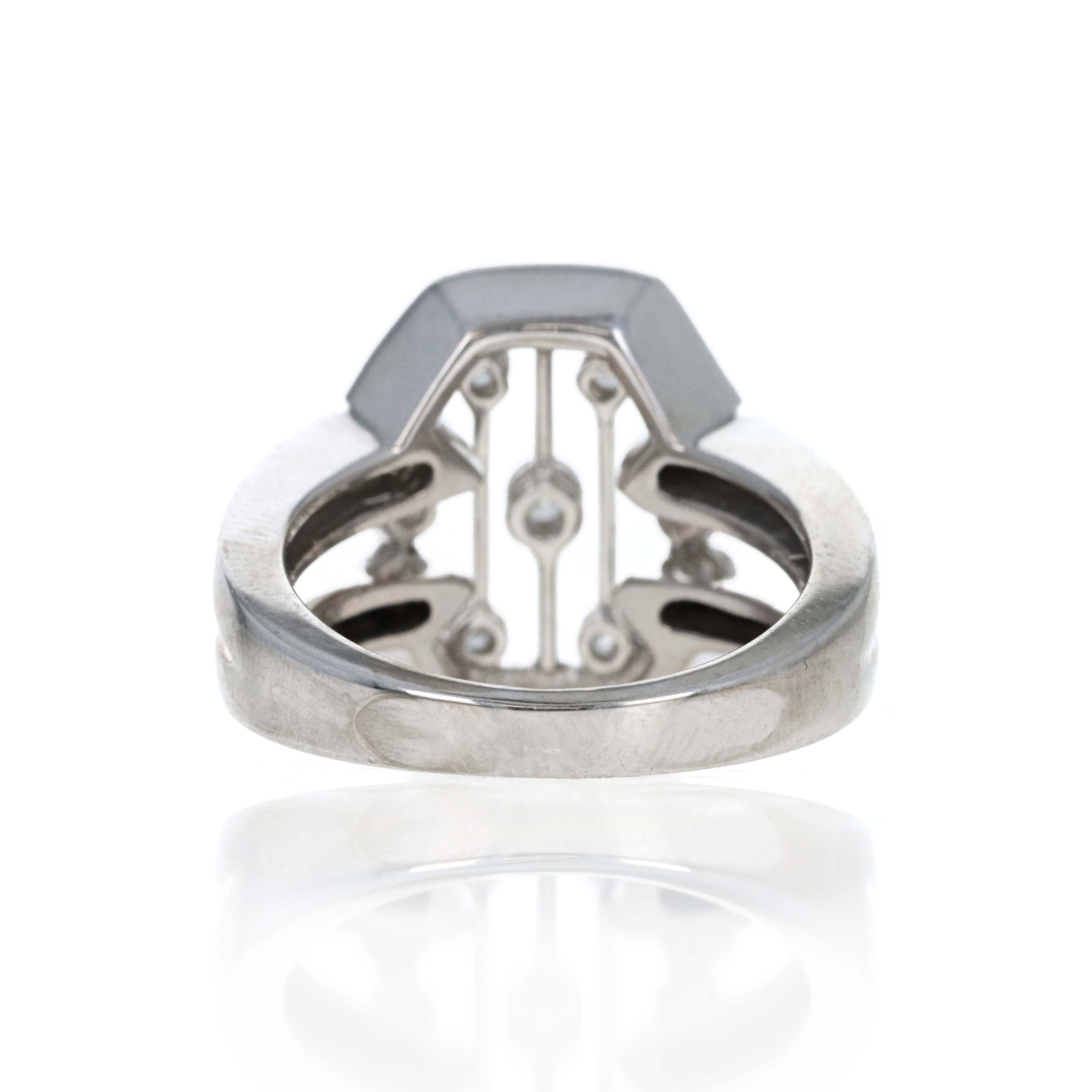 18K White Gold & Kwiat Black Enamel 0.30 Carat Round Brilliant Diamond Ring - Queen May